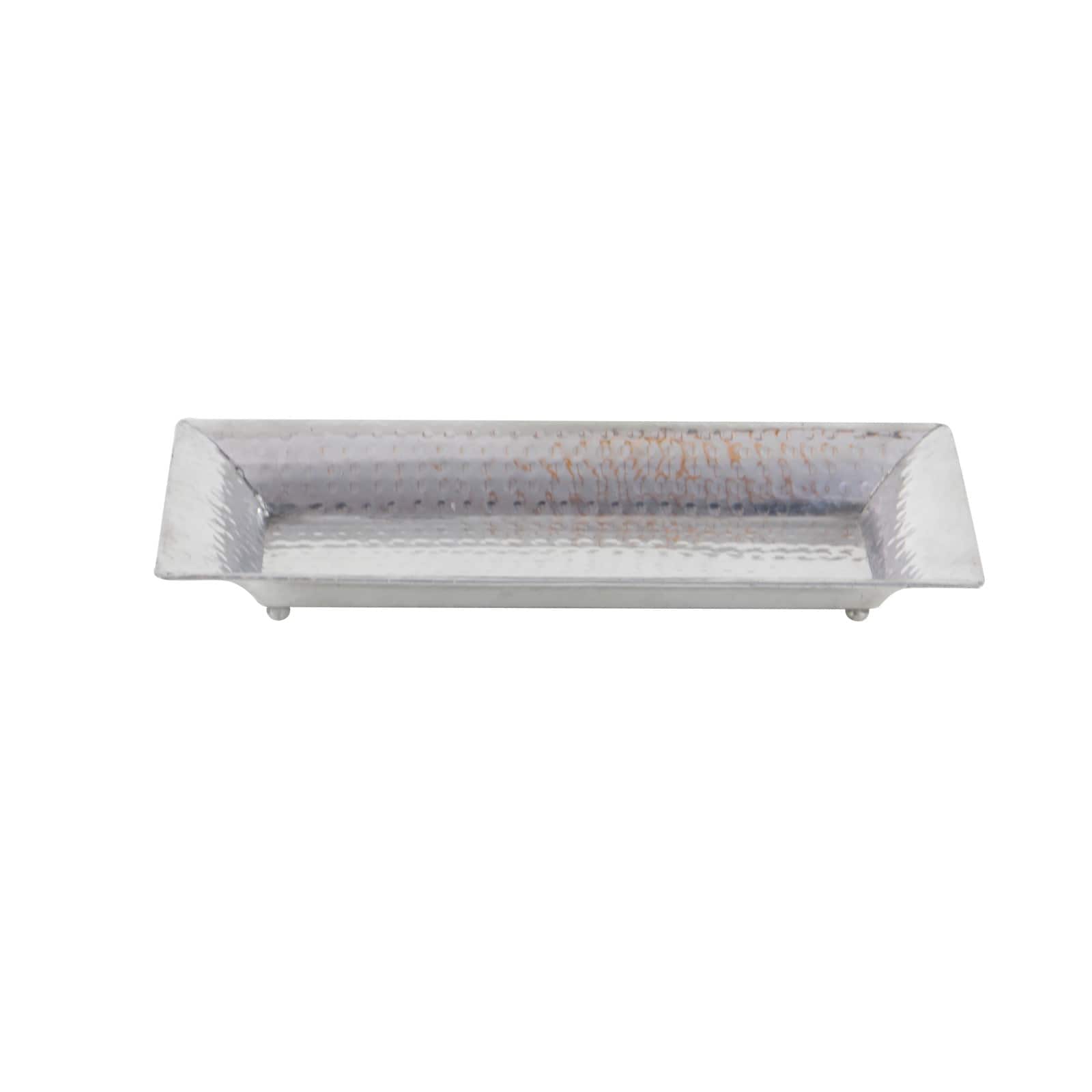 Metallic Silver Aluminum Traditional Tray Set
