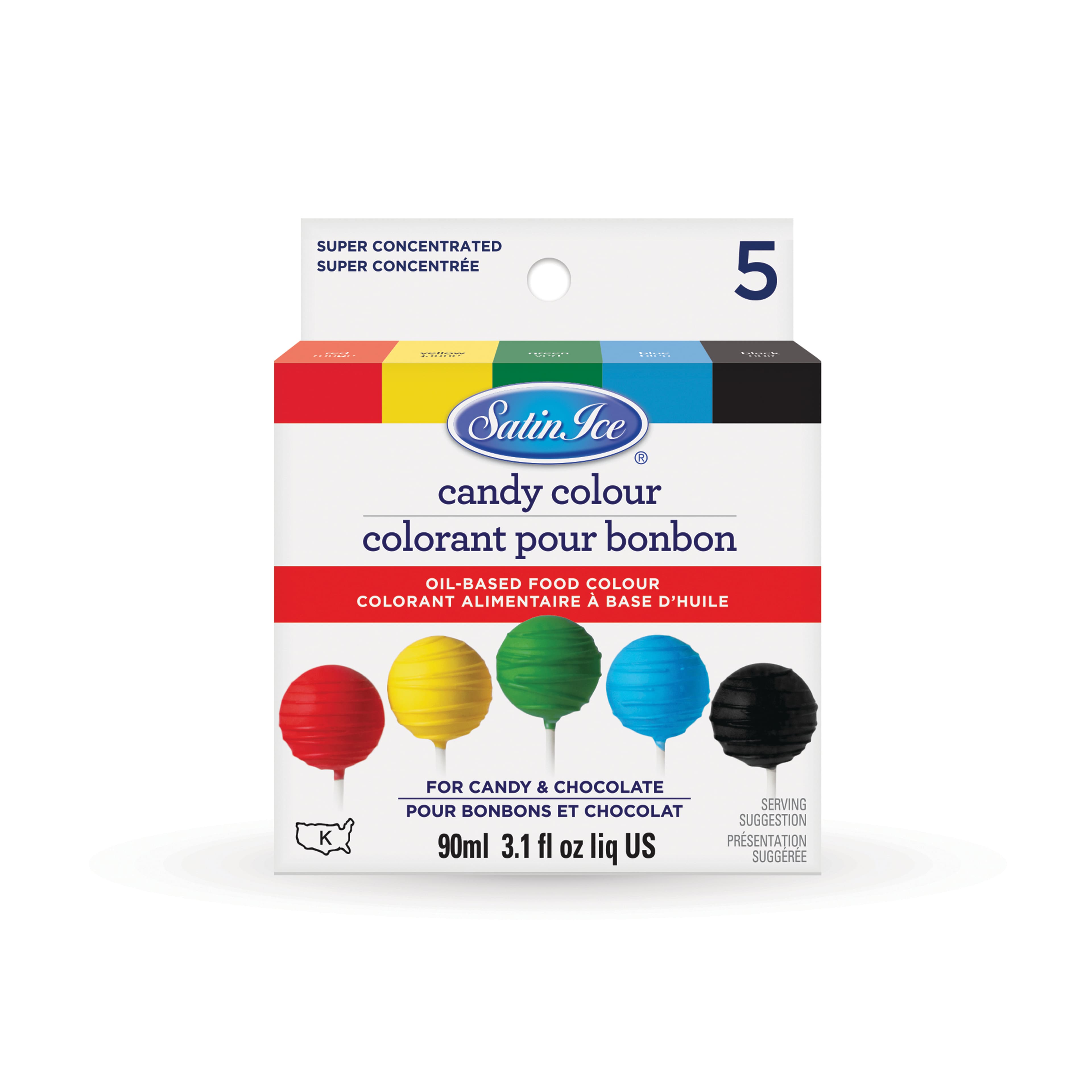 Colorants alimentaires à base d’huile pour bonbons de Satin Ice, 5 unités