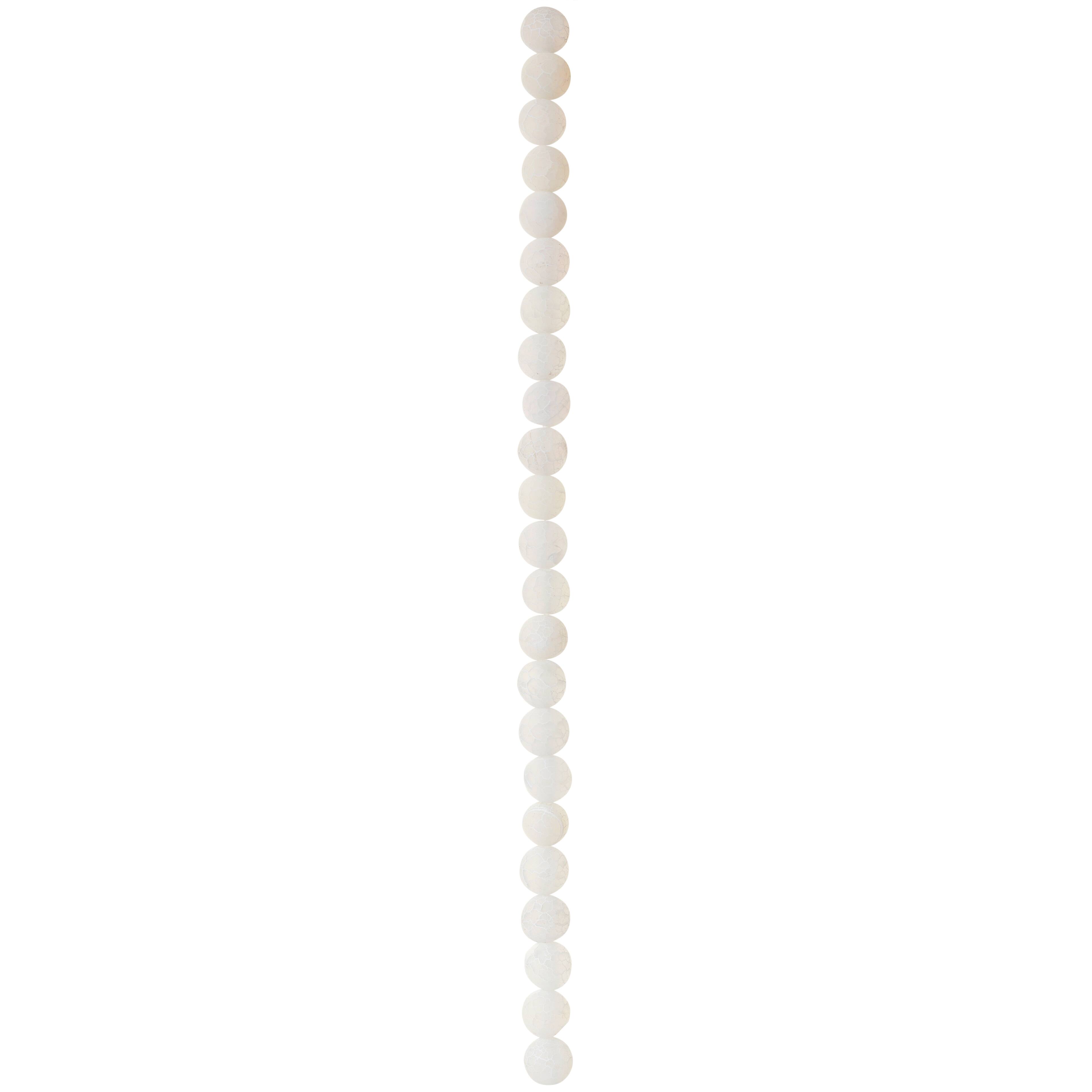 12 Packs: 22 ct. (264 total) Matte White Crackle Agate Round Beads, 8mm by Bead Landing™