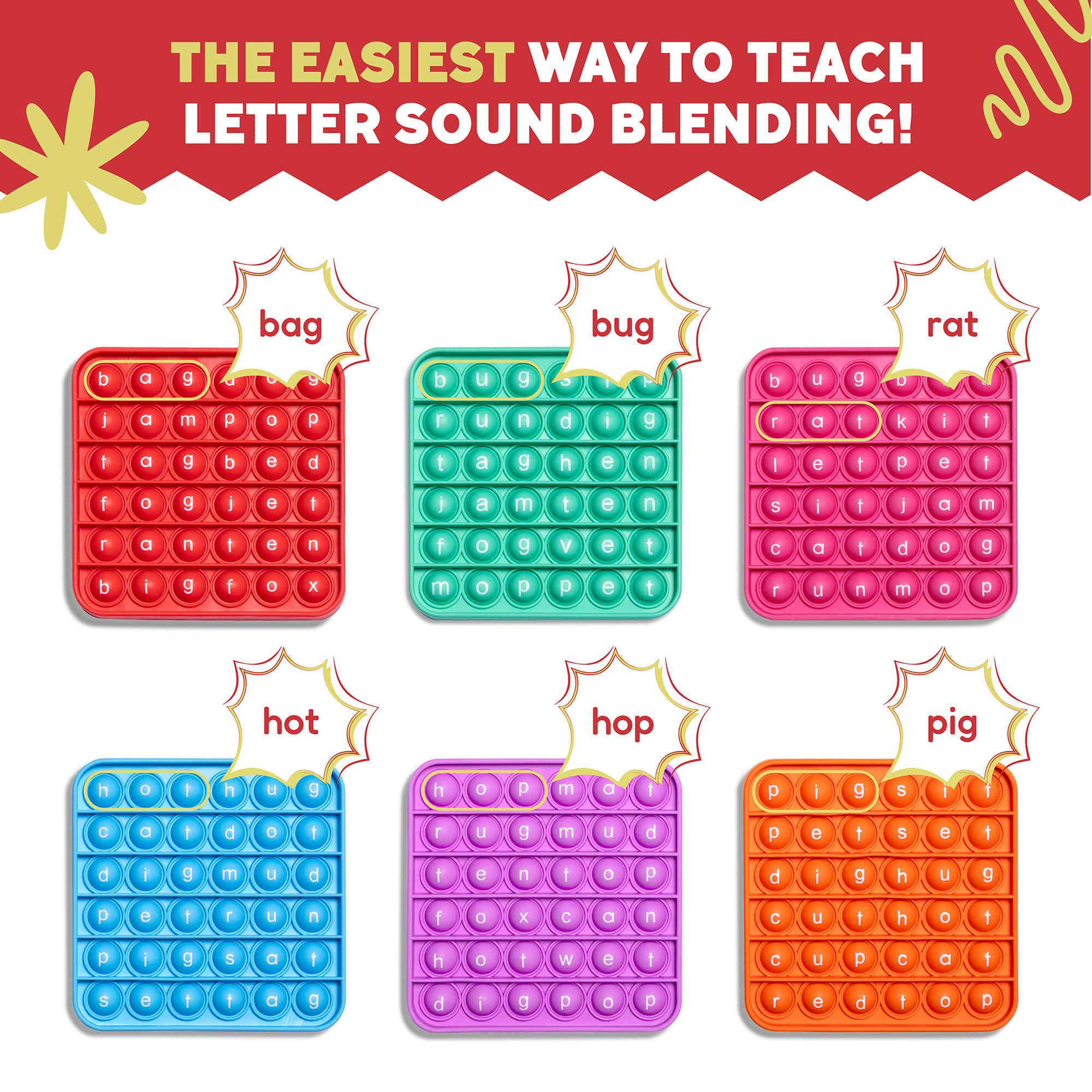 The Fidget Game 5" CVC Word Pop It Mats Set