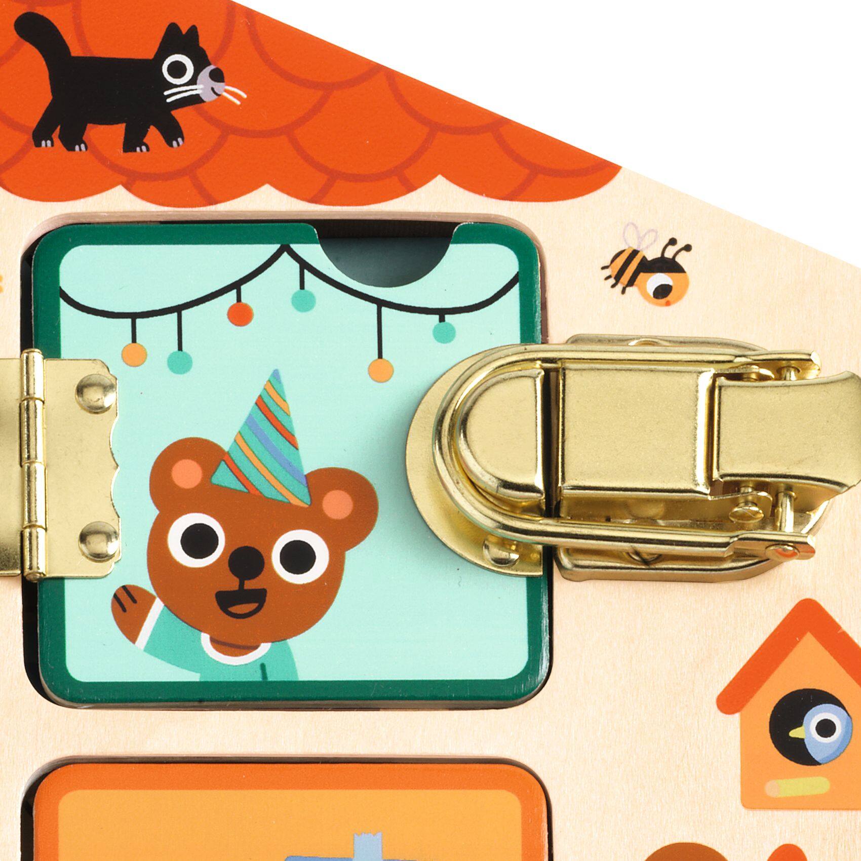 DJECO Cabanalock Skill Wooden Lock Activity Board Kit