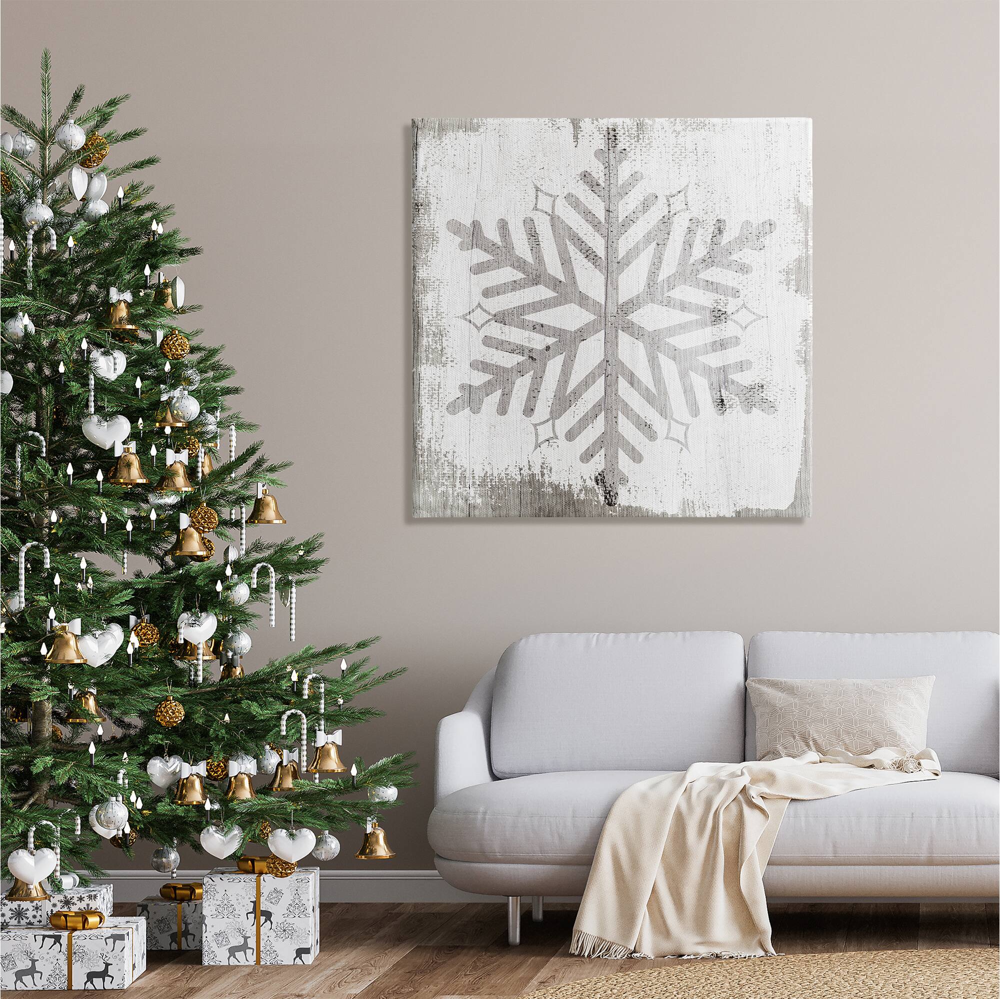 Stupell Industries Winter Nature Snowflake Shape Canvas Wall Art