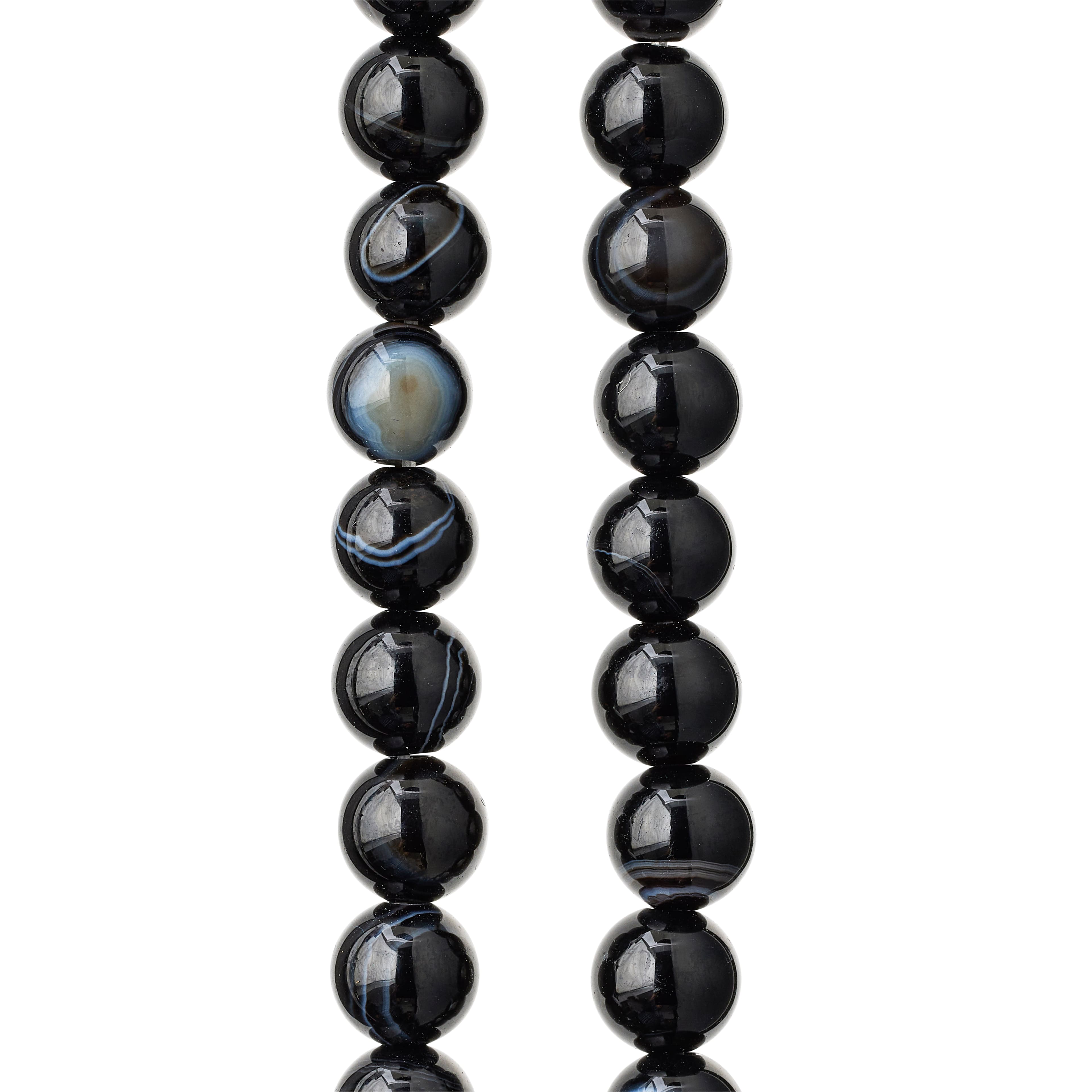 Black Agate Round Beads, 6mm by Bead Landing™