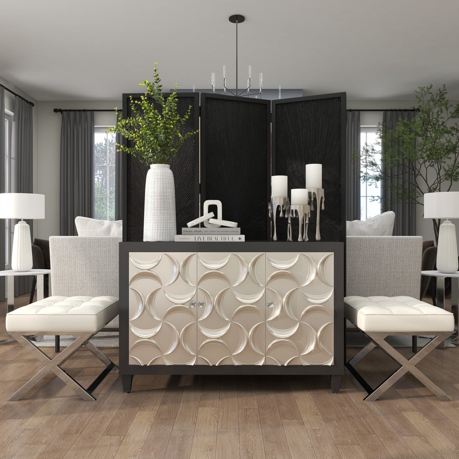 19" Leather Stool with Stainless Steel Supports