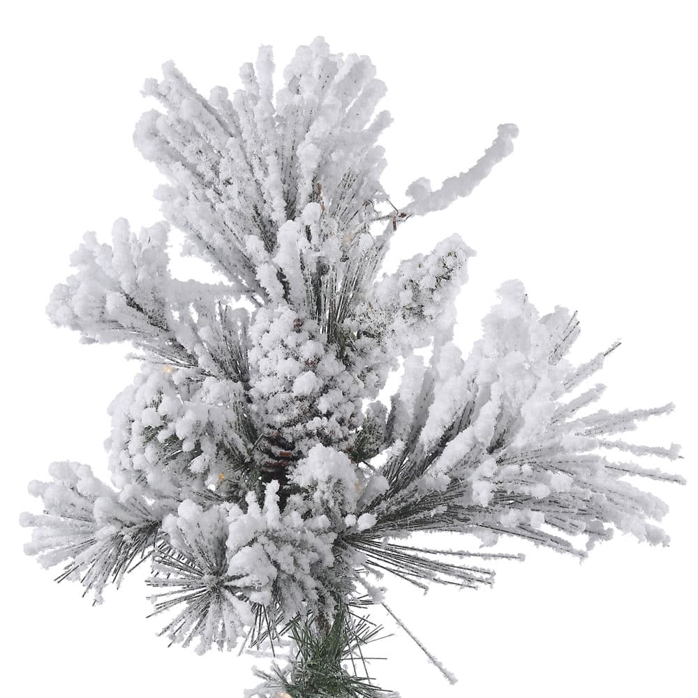 4.5ft. Unlit Flocked Alberta Pine with Pinecones Artificial Christmas Tree