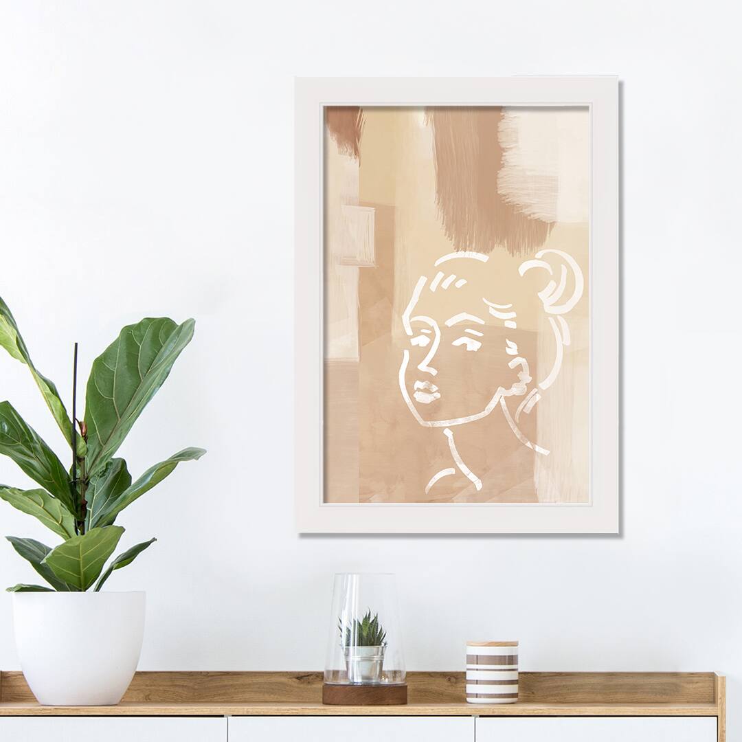 Neutral Desert Girl White Framed Print