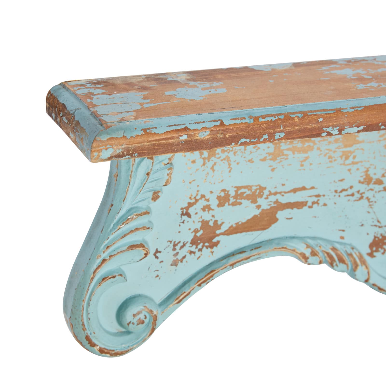 32" Blue Wood Rustic Wall Shelf