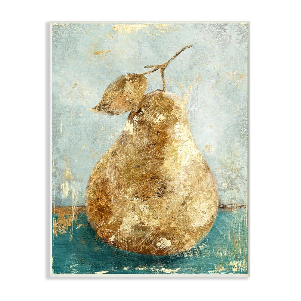 Stupell Industries Golden Pear Green Textured Food Painting Wall Plaque