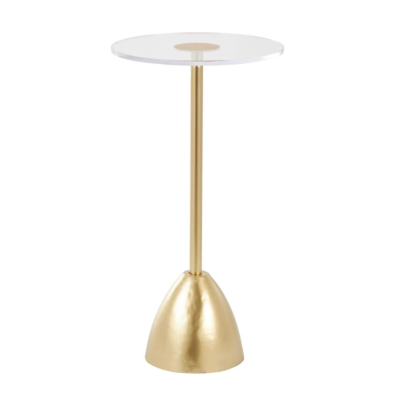 25.5" Gold Metal Pedestal Accent Table