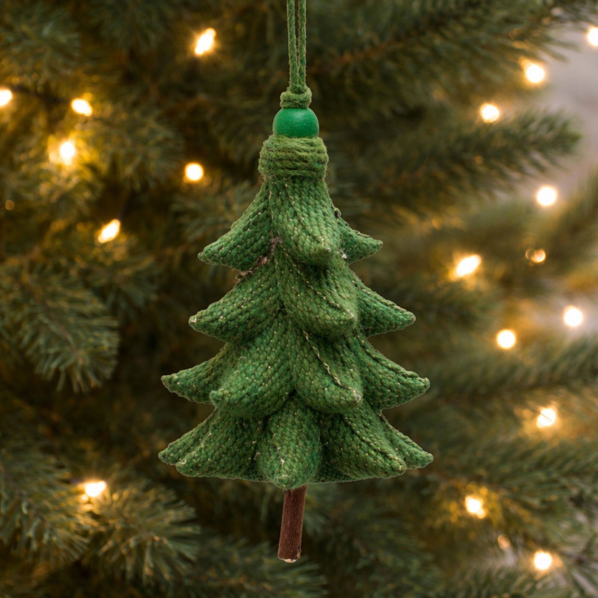 Melrose 5.5" Green Rustic Tree Ornaments, 4ct.