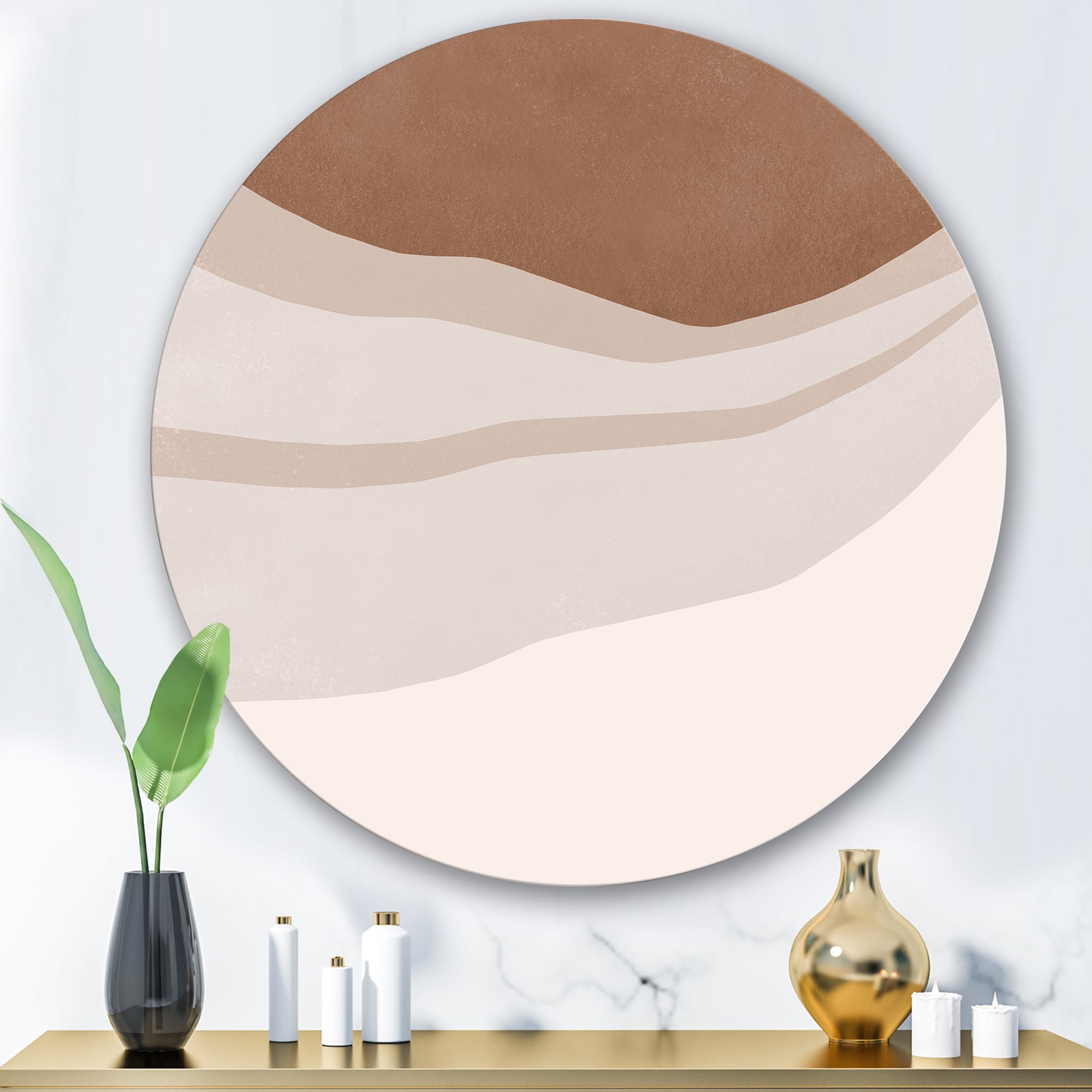 Designart - Terracotta and Ivory Shapes with Scuff Effect