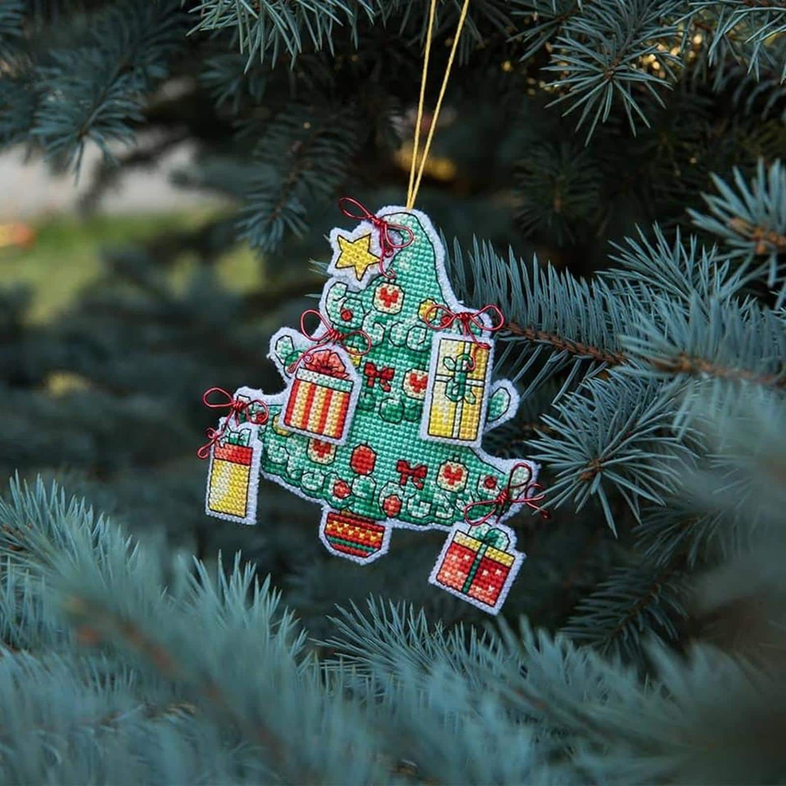 Crystal Art Christmas Tree Toy Plastic Canvas Counted Cross Stitch Kit Set Of Pictures Christmas Toys