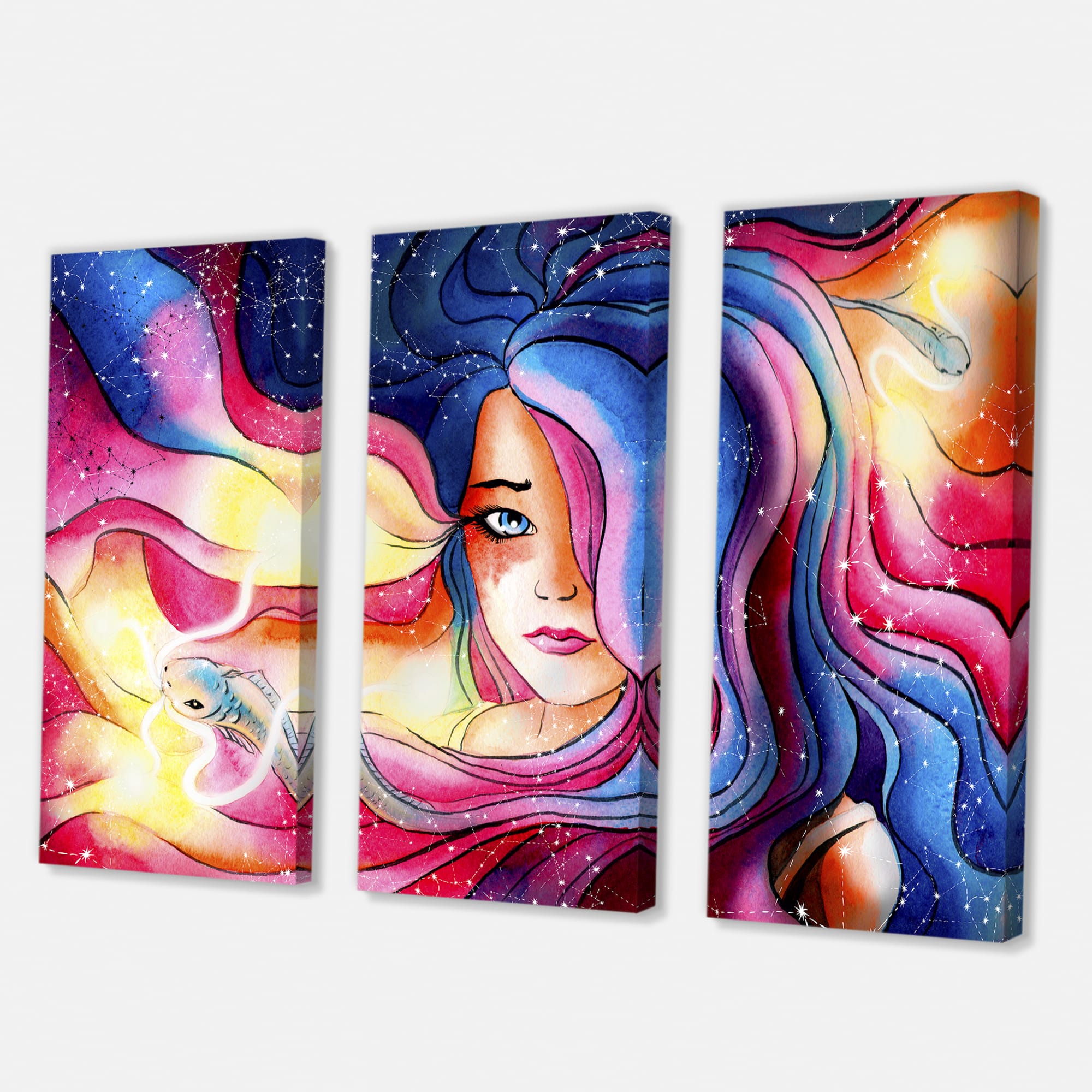 Designart - The Girl With The Glowing Hair - Modern Canvas Wall Art Print