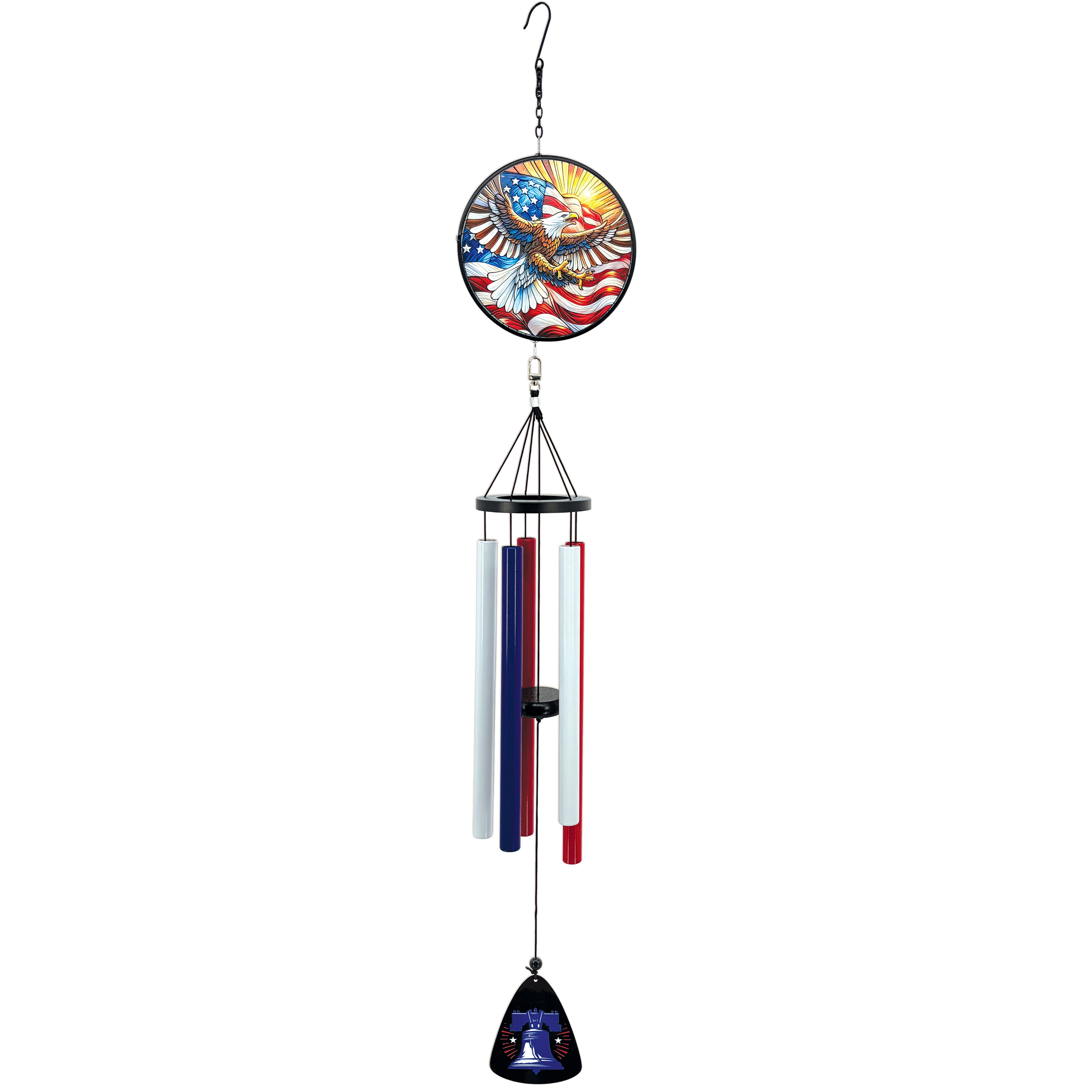Sunset Vista Designs® 40" Stained Glass Soaring Eagle & Flag Wind Chime