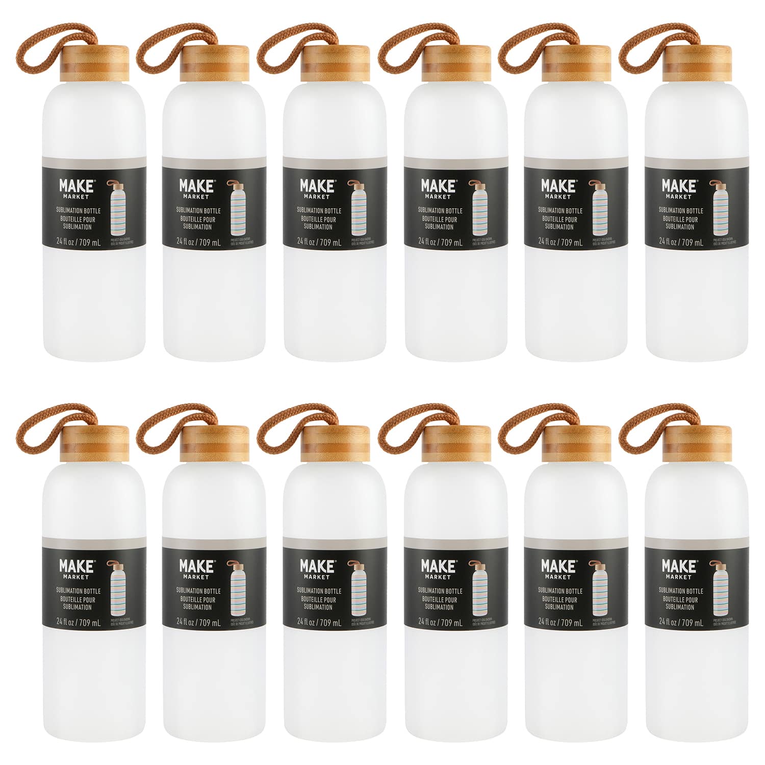 12 Pack: 24oz. Frosted Glass Sublimation Bottle by Make Market®