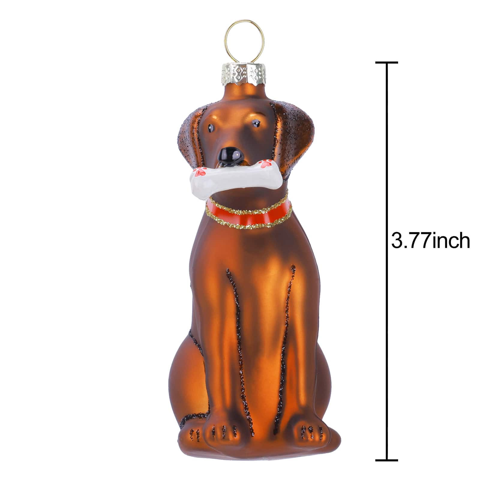 3.8" Brown Dog Hand Painted Glass Ornament by Ashland®