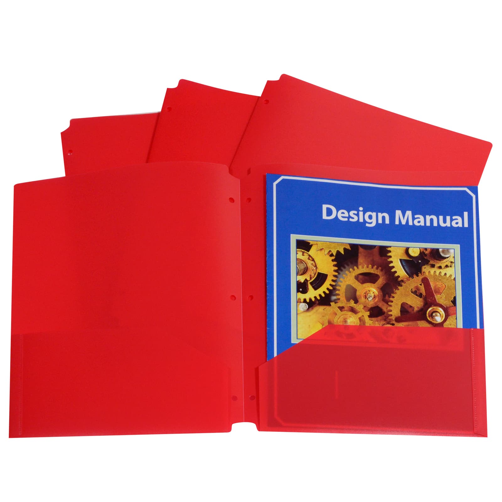C-Line® Red 2-Pocket Poly Portfolios with 3-Hole Punch, 25ct.