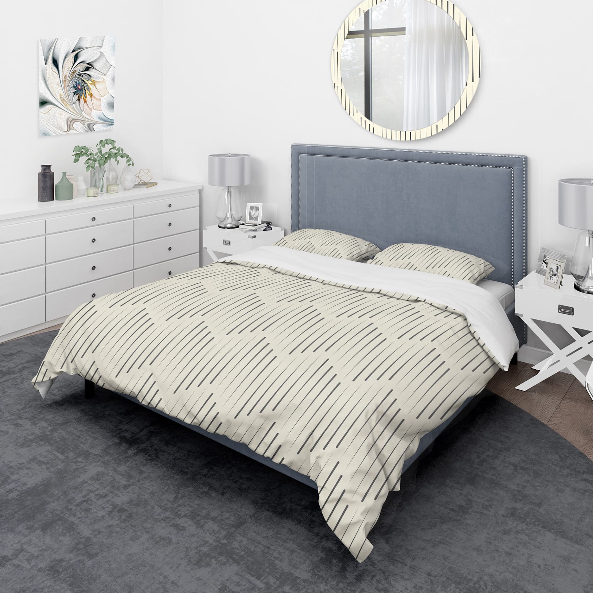 Designart 'Zigzag Background Minimal Striped Design' Scandinavian Bedding Set