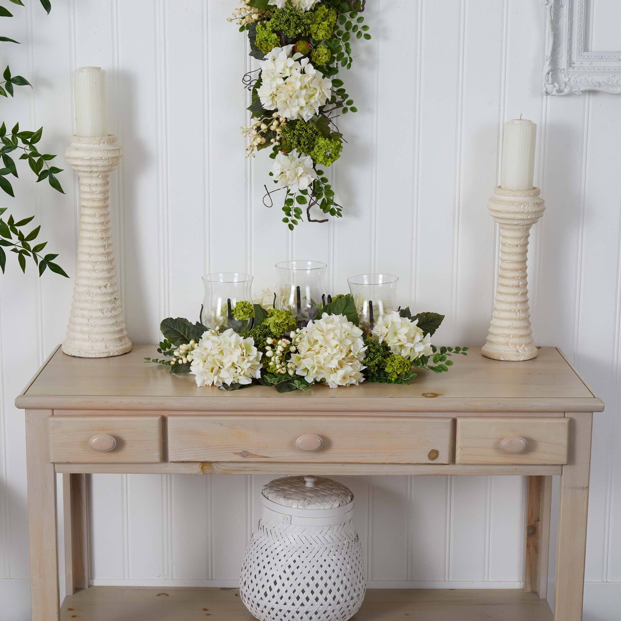 9.5" Snowball Hydrangea Triple Candelabrum