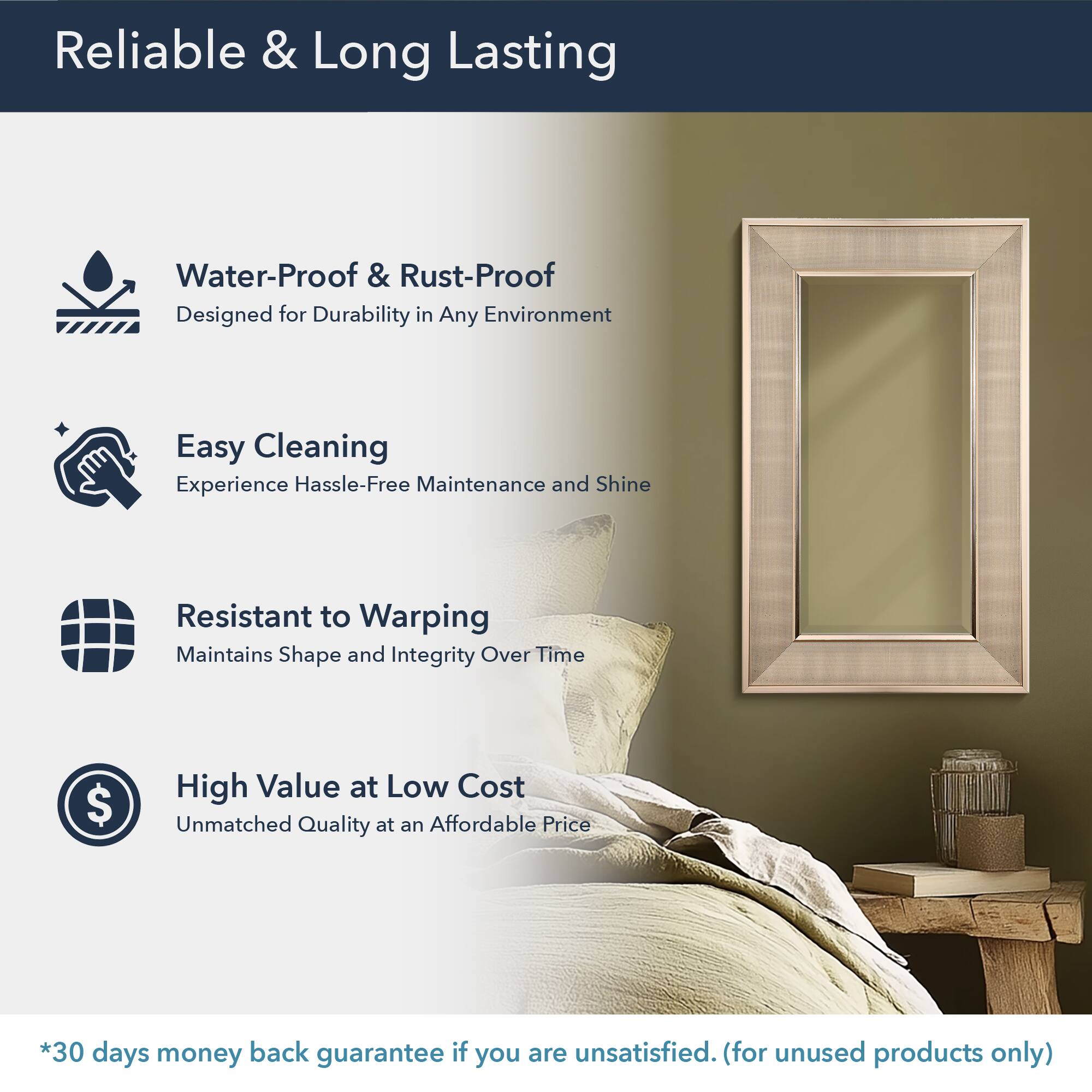 Head West Pave Brushed Nickel Stylish Bathroom & Wall Mirror