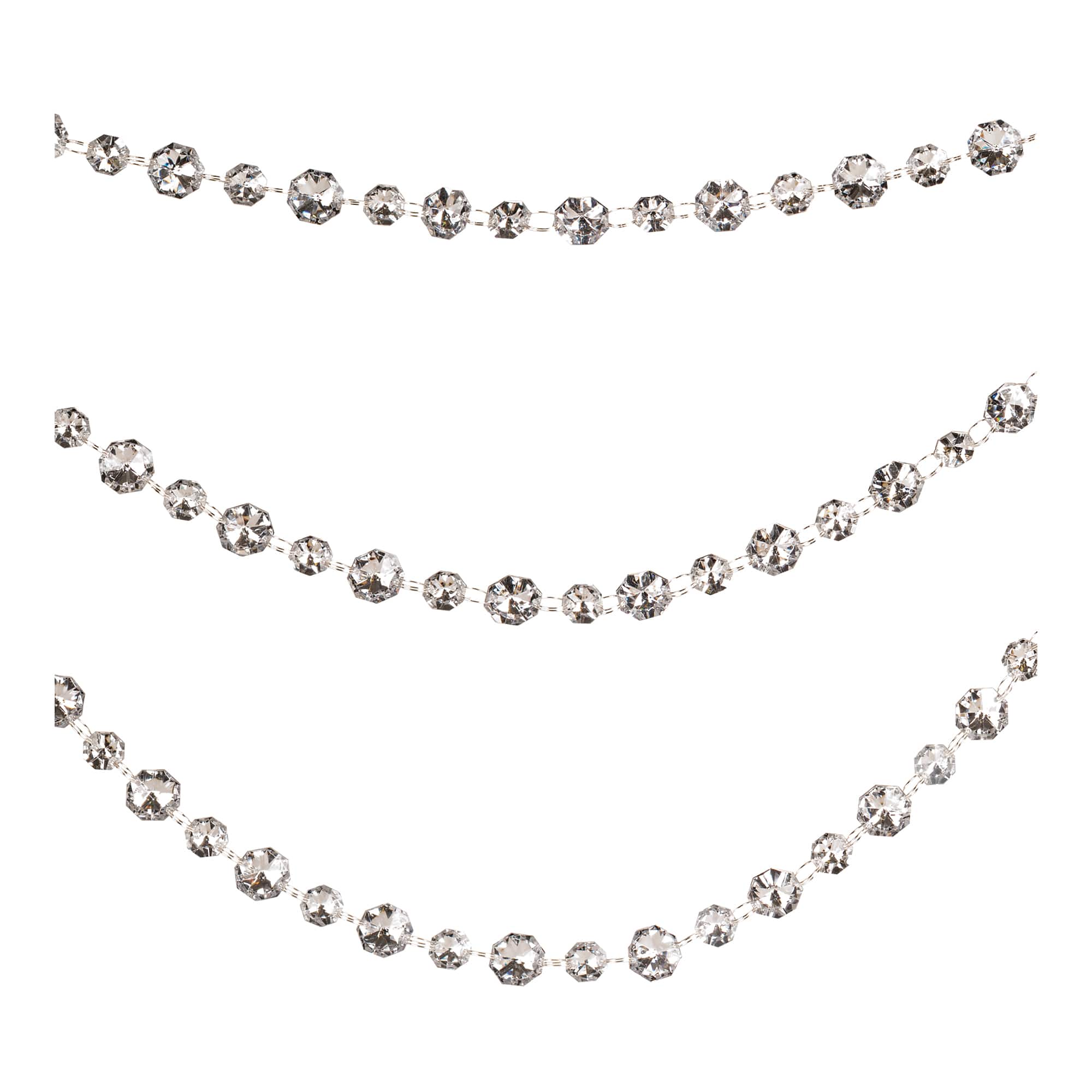 Melrose 20.5" Silver Triple Strand Bead Garlands, 2ct.
