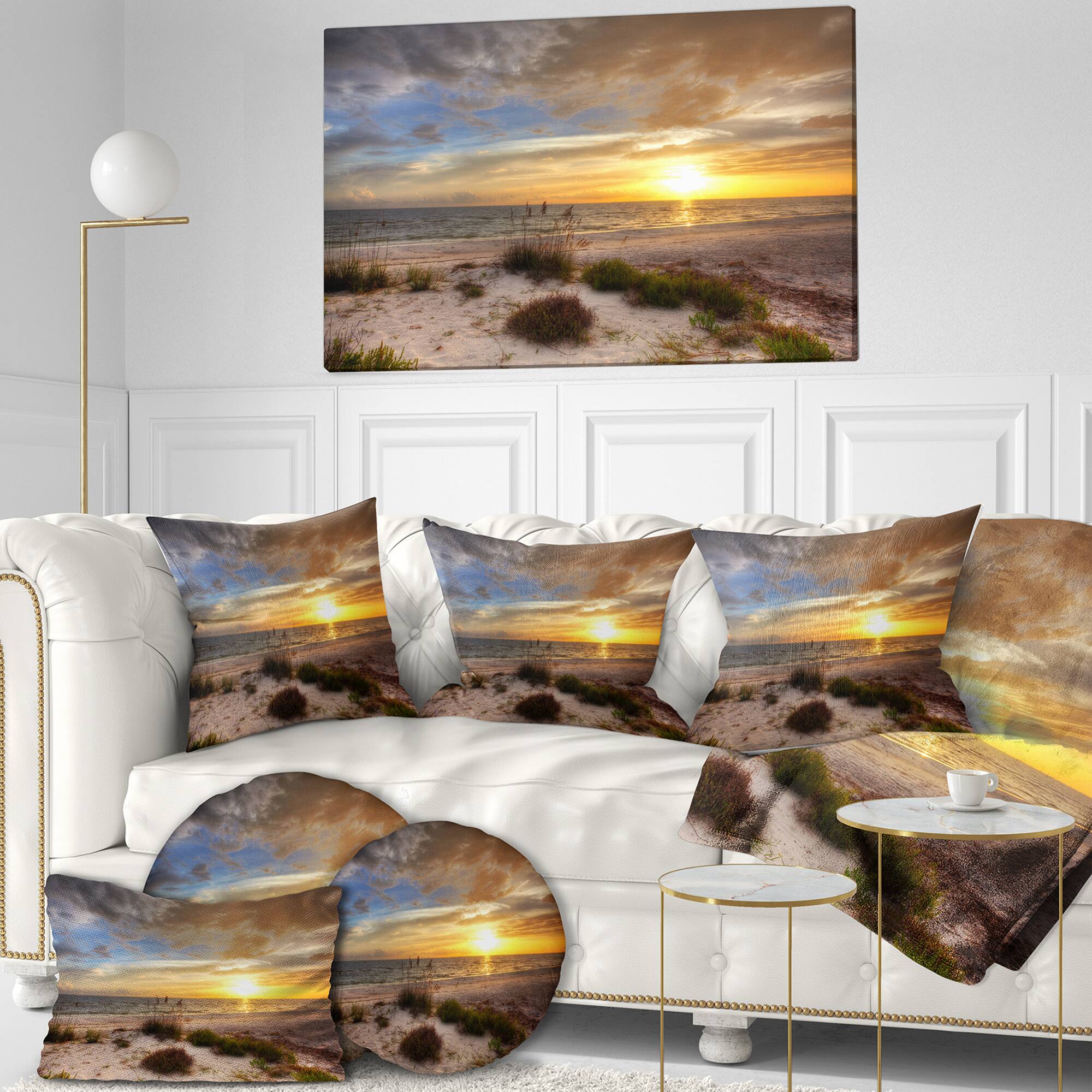 Designart - Sandy Beach with sunset