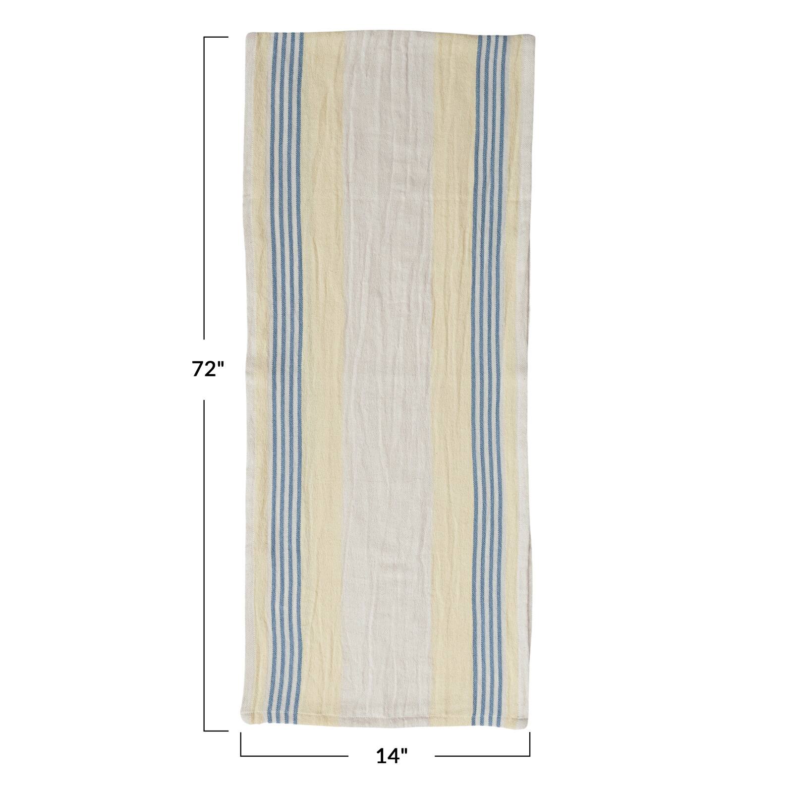 Hello Honey® 72" Blue & White Stripes Woven Cotton Table Runner