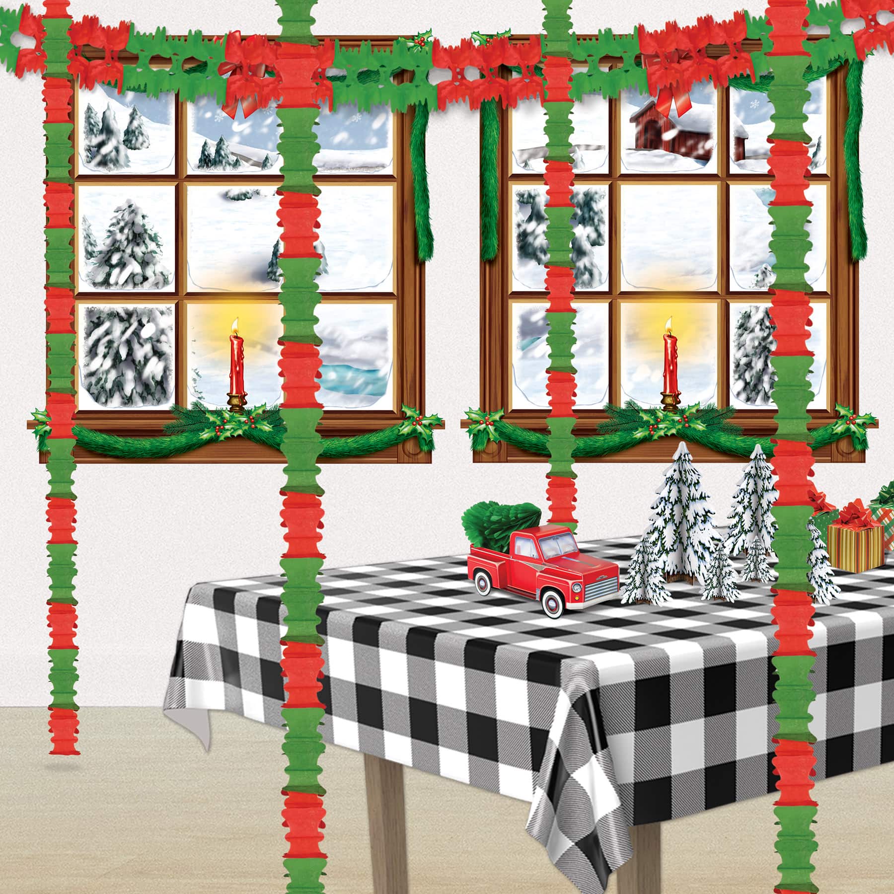 Beistle 14.5ft. Red & Green Pageant Garlands, 2ct.