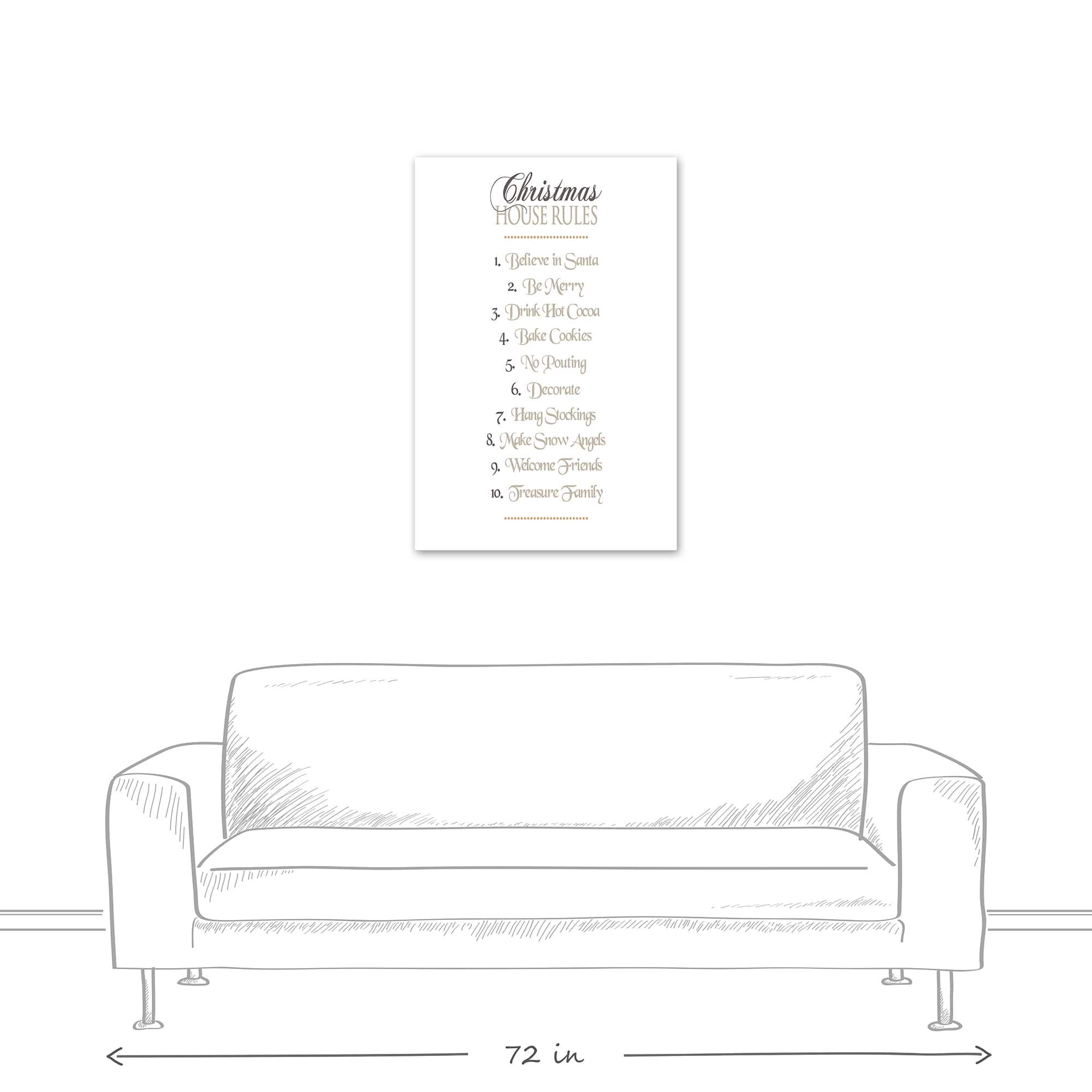 Christmas House Rules Canvas Wall Art
