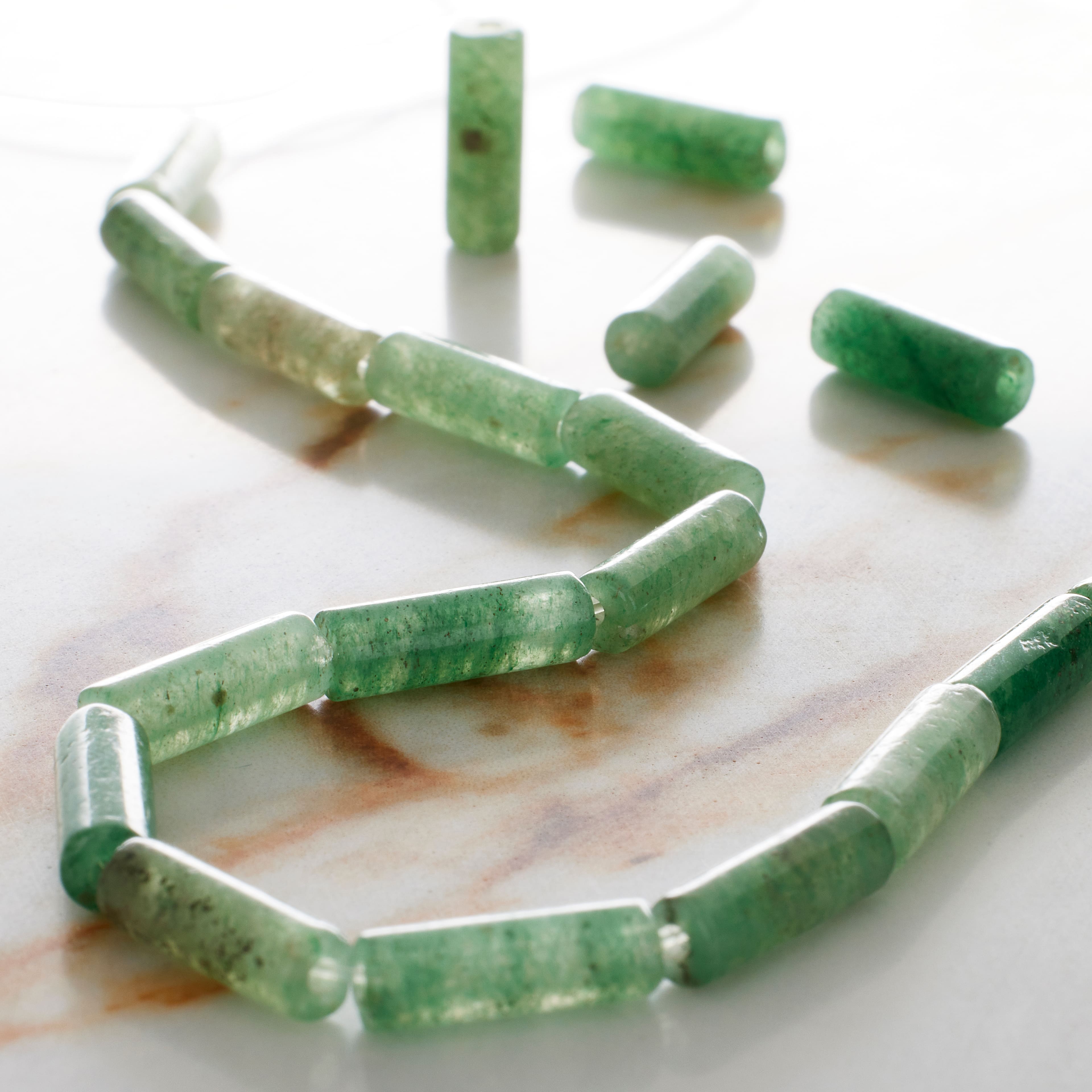 12 Pack: Green Aventurine Tube Beads, 13mm by Bead Landing™