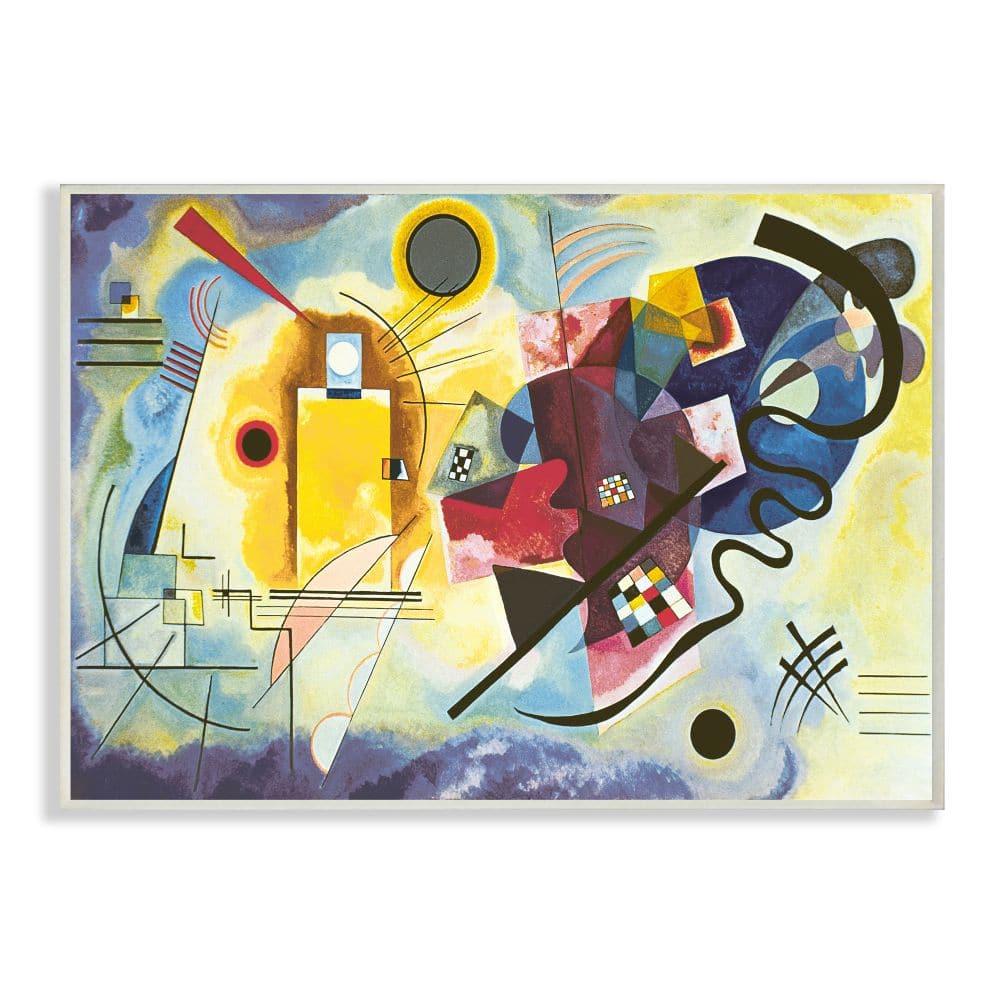 Stupell Industries Classic Kandinsky Abstraction Yellow Red Blue Wood Wall Plaque