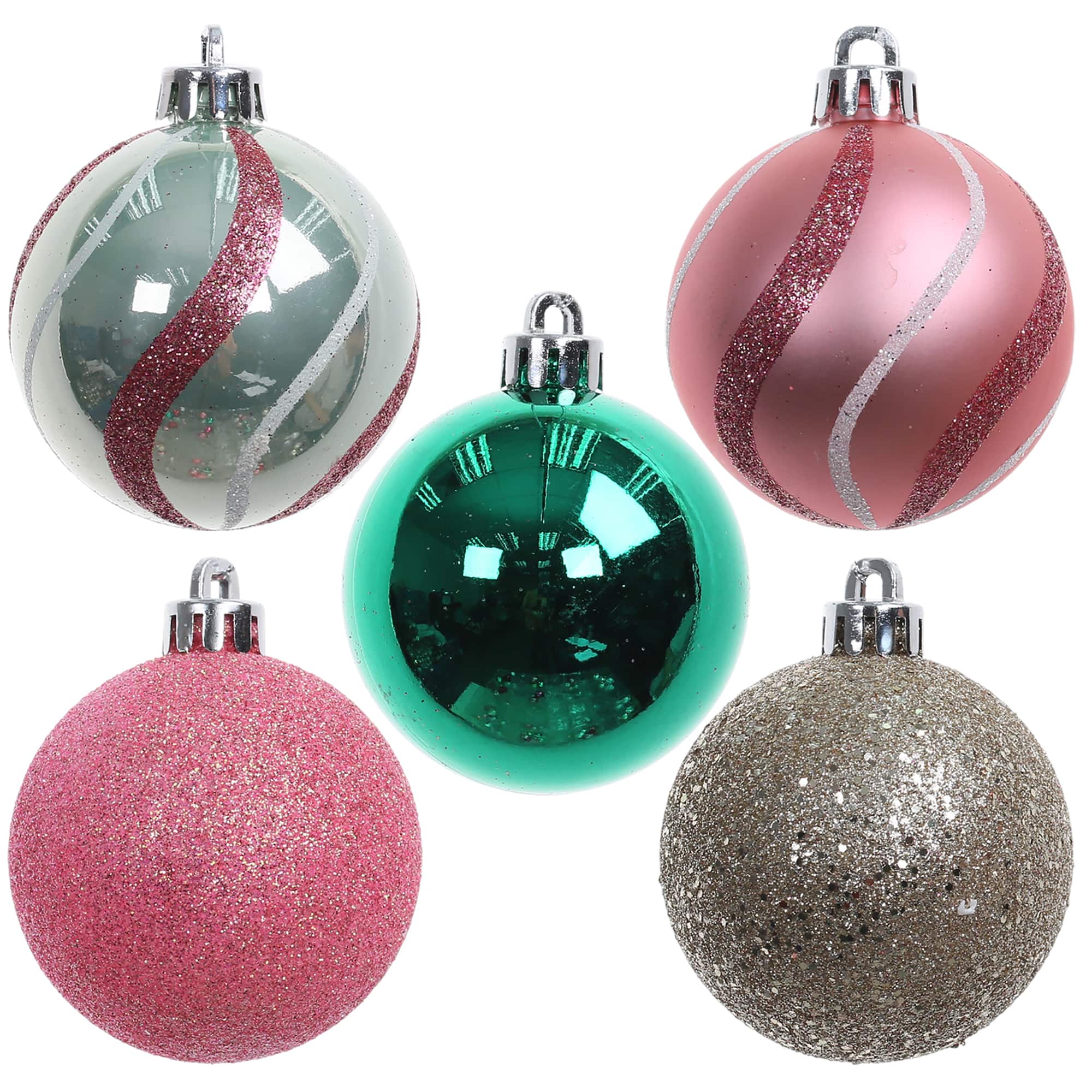 5 Pack 57mm Pink Mix Shatterproof Ball Ornaments by Ashland®