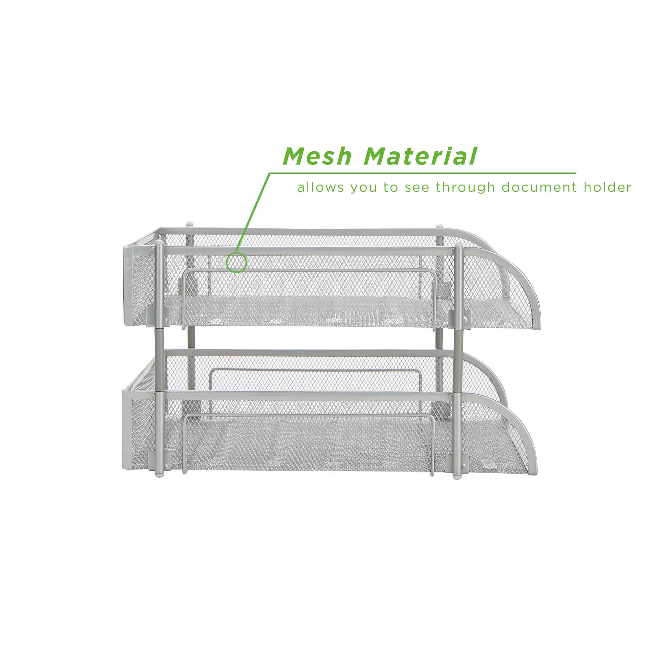 Mind Reader Silver 2 Piece Stackable Metal Mesh Letter Tray