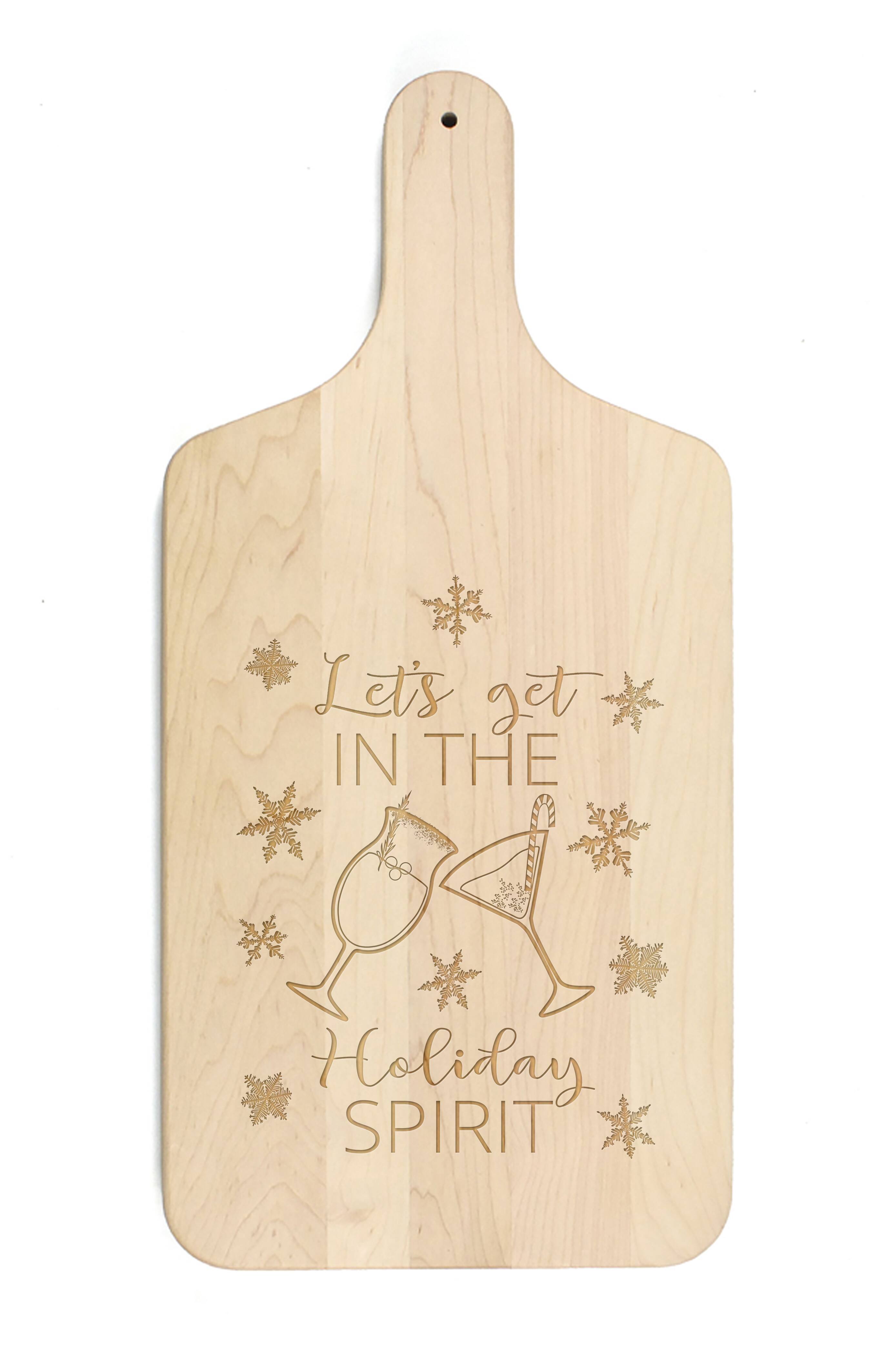 17" In the Holiday Spirit Maple Paddle Cutting Board