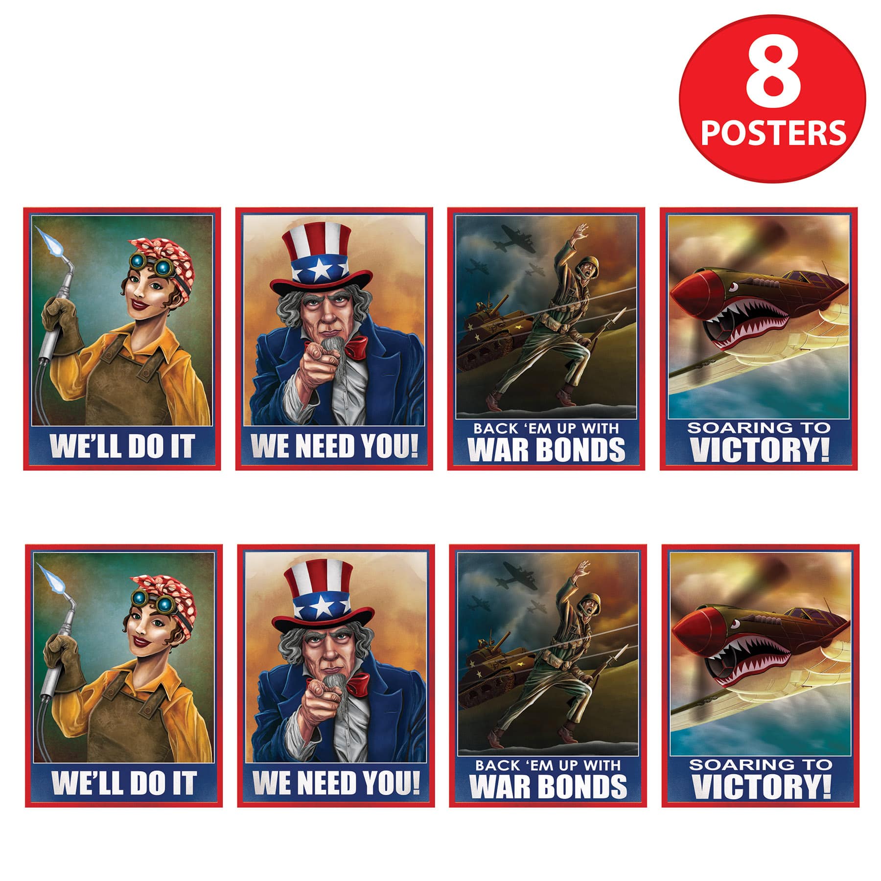 Beistle 15.25" World War II Poster Cutouts, 8ct.