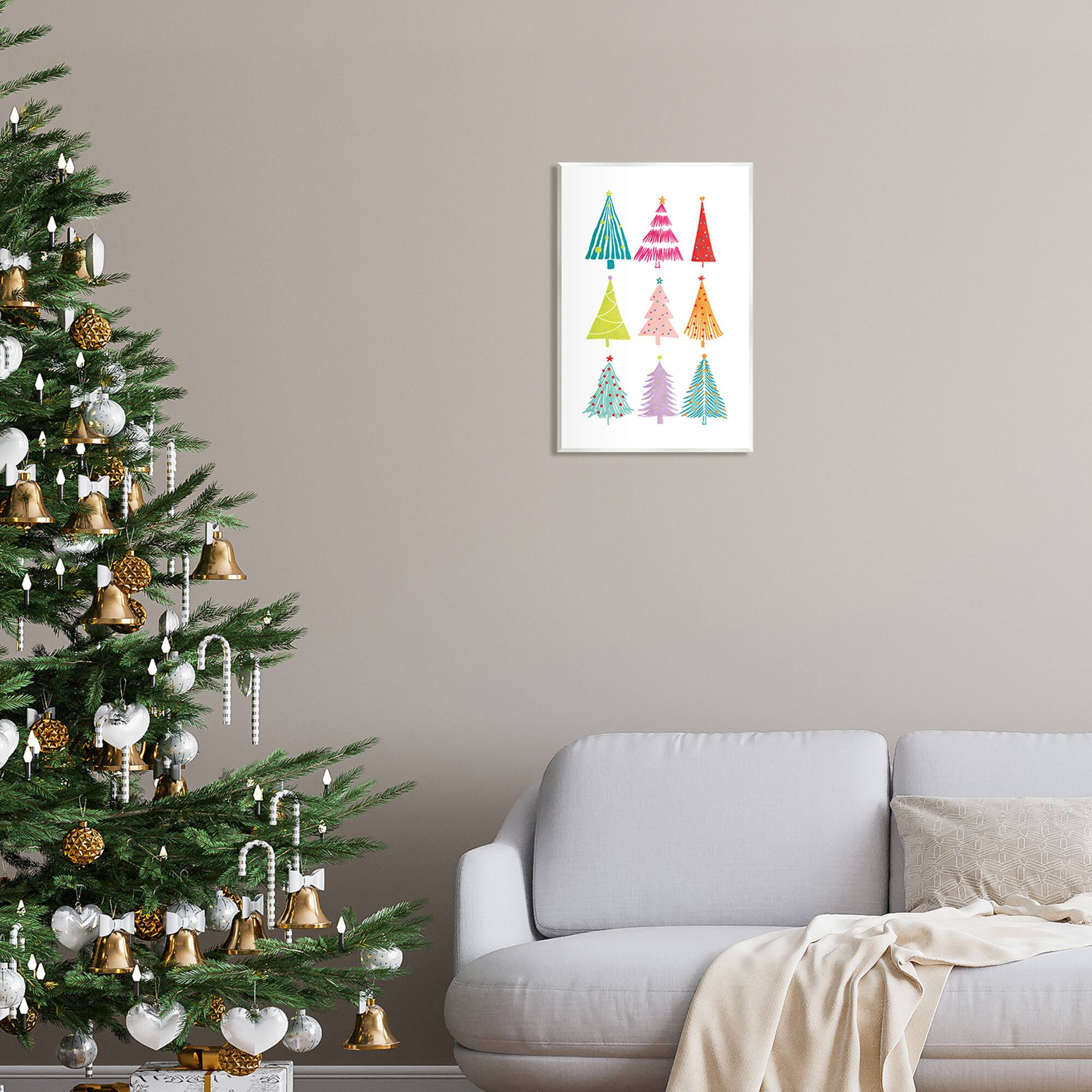 Stupell Industries Varied Fun Christmas Trees Wall Plaque Art