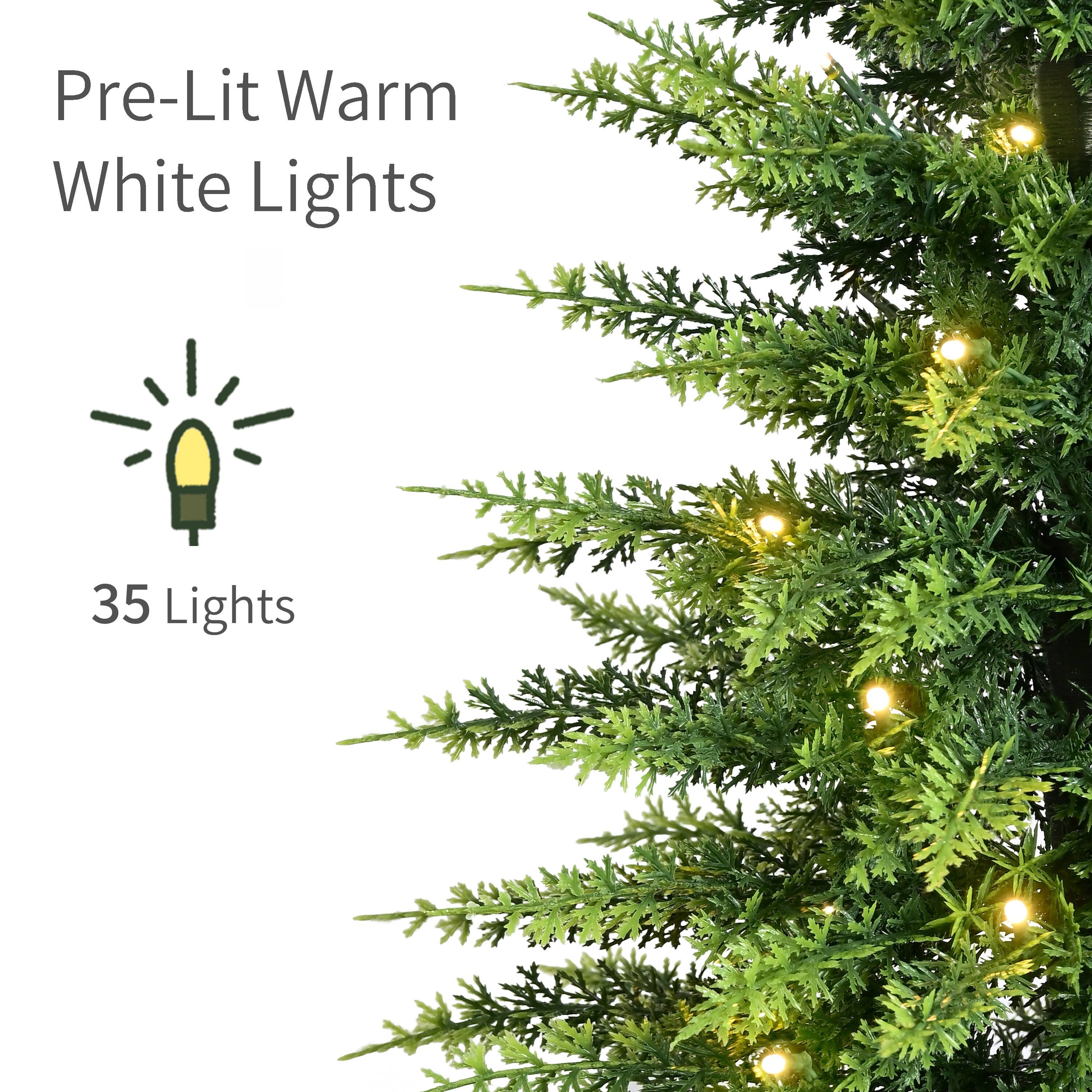 Puleo International 3.5ft. Pre-Lit Battery-Operated Artificial Christmas Trees with Whiskey Barrel Base, Warm White LED Lights, 2ct.