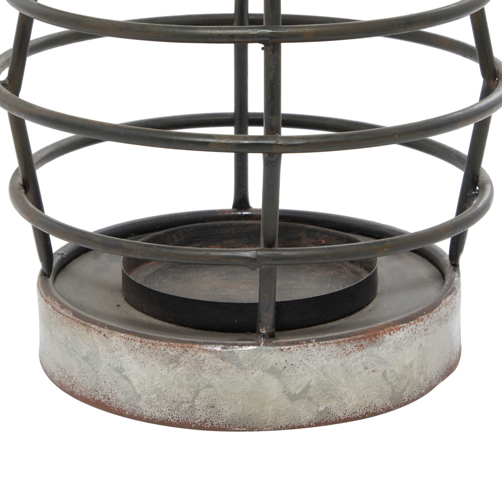 Silver Iron Farmhouse Candle Holder Lantern, 14" x 8" x 8"