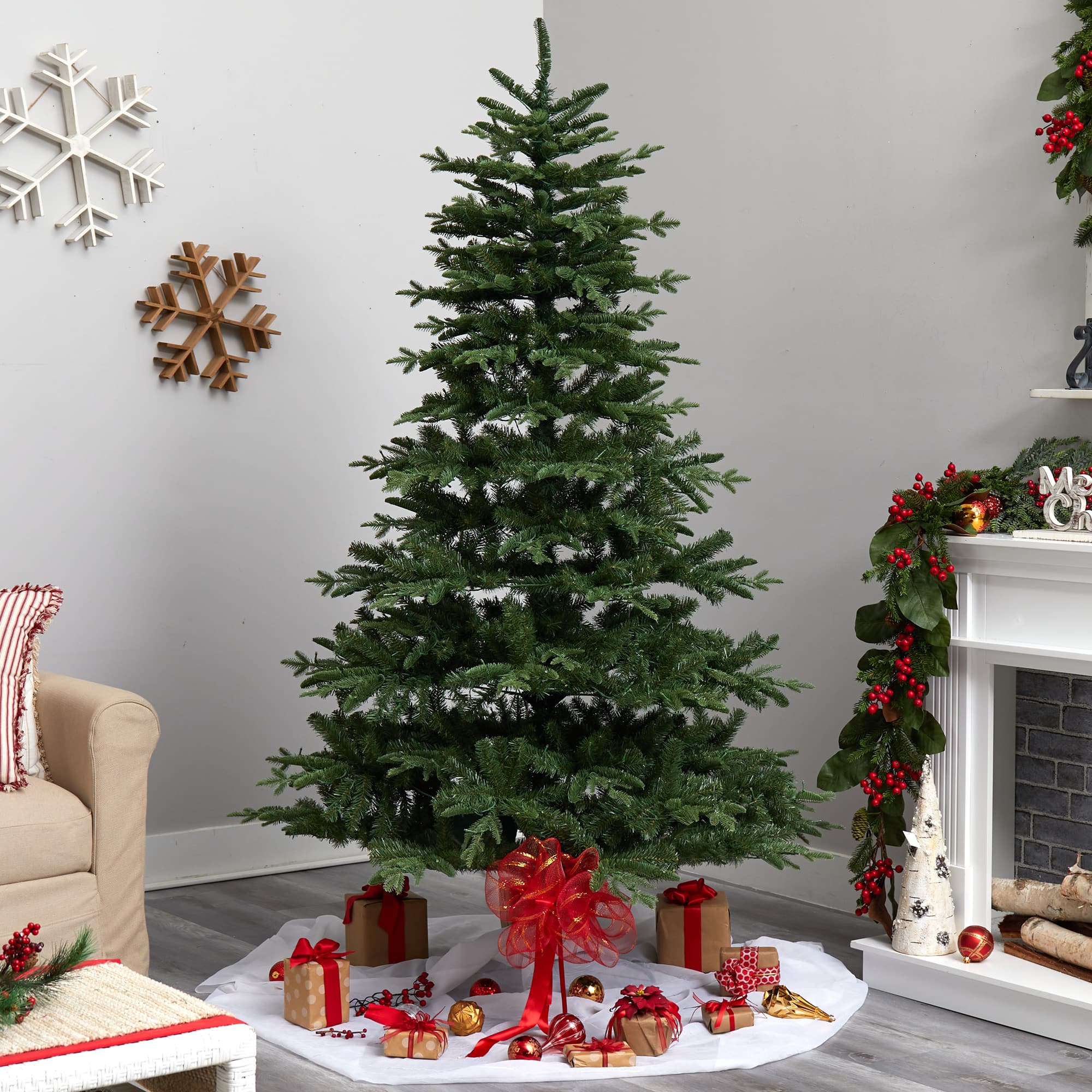7ft. Pre-Lit Montreal Spruce Artificial Christmas Tree, Warm White LED Lights