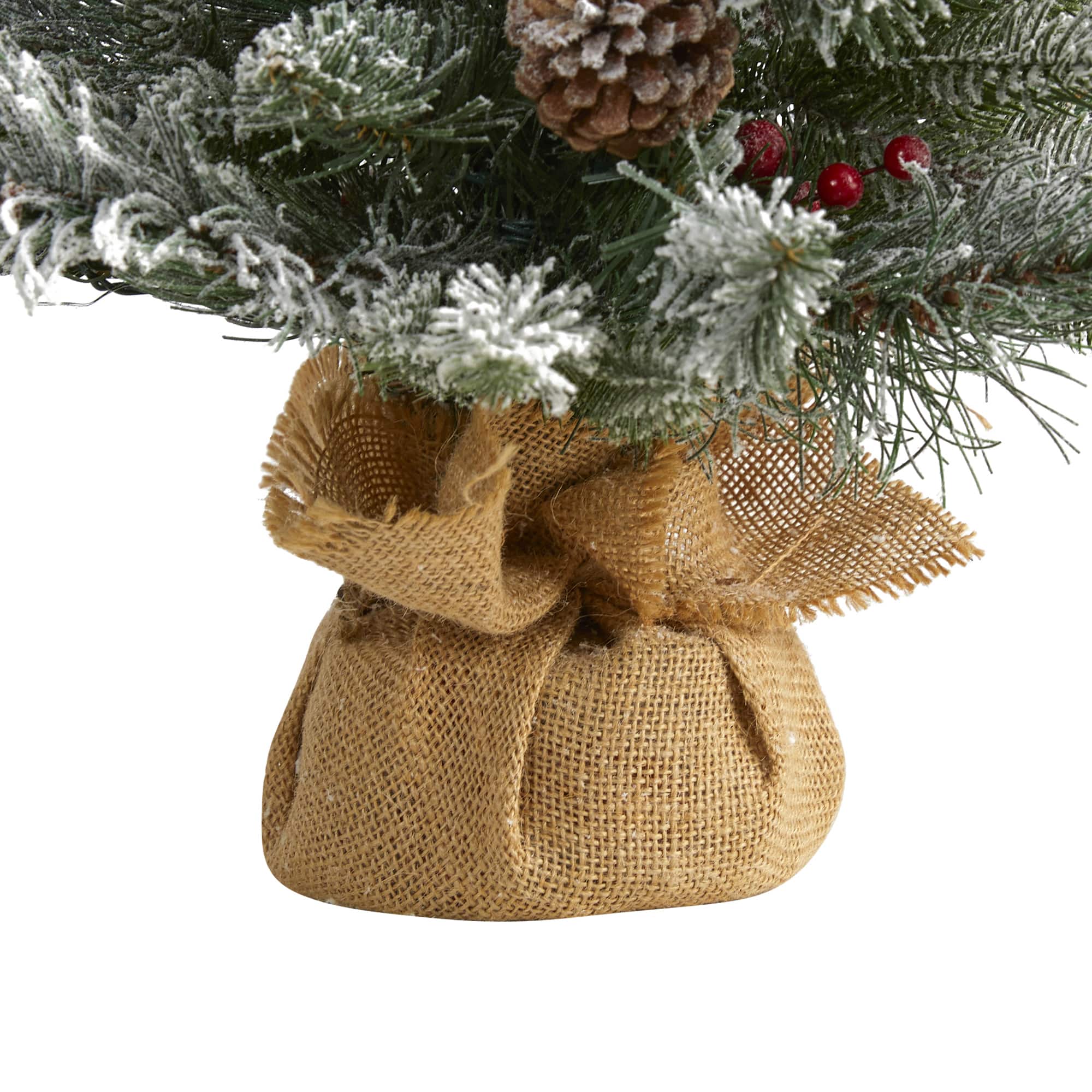 2ft. Pre-Lit Flocked Pinecones & Berries Artificial Christmas Tree with Clear LED Lights