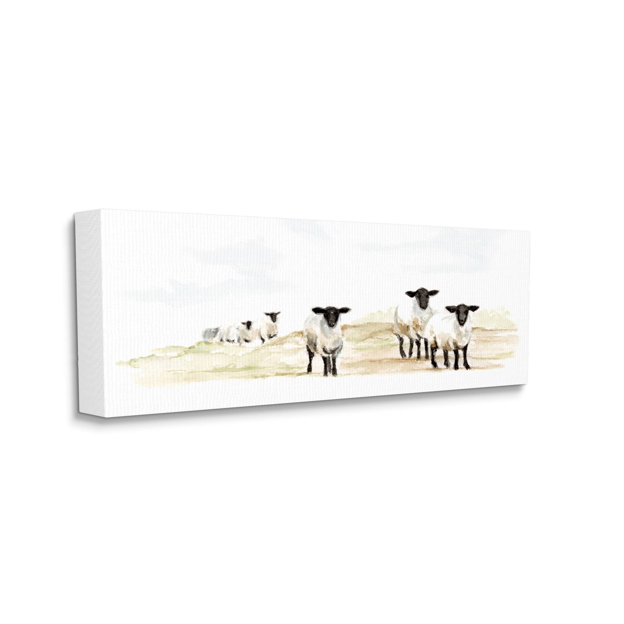Stupell Industries Sheep Farm Flock Children's Nursery Watercolor Painting Canvas Wall Art