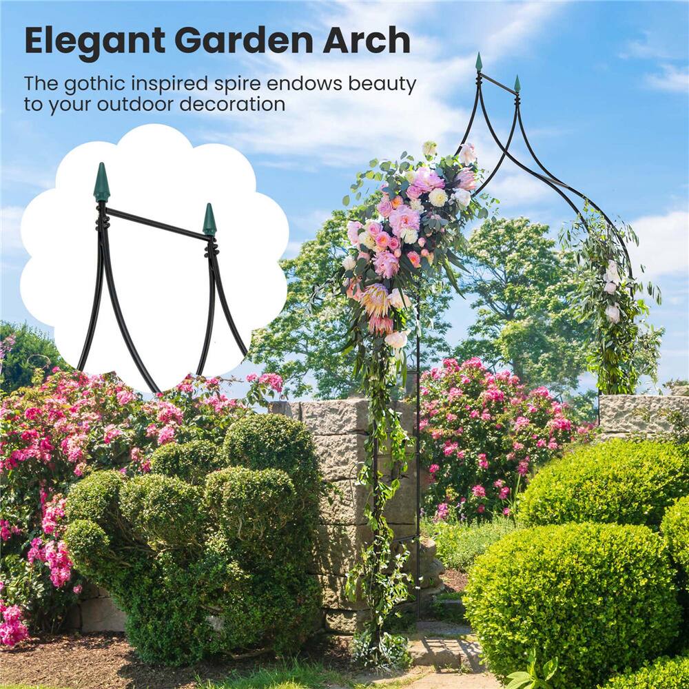 Costway 4.1ft. x 1.3ft. x 9.5ft. Garden Arbor with Multiple Side Crossbars Powder-Coated Metal Tubes