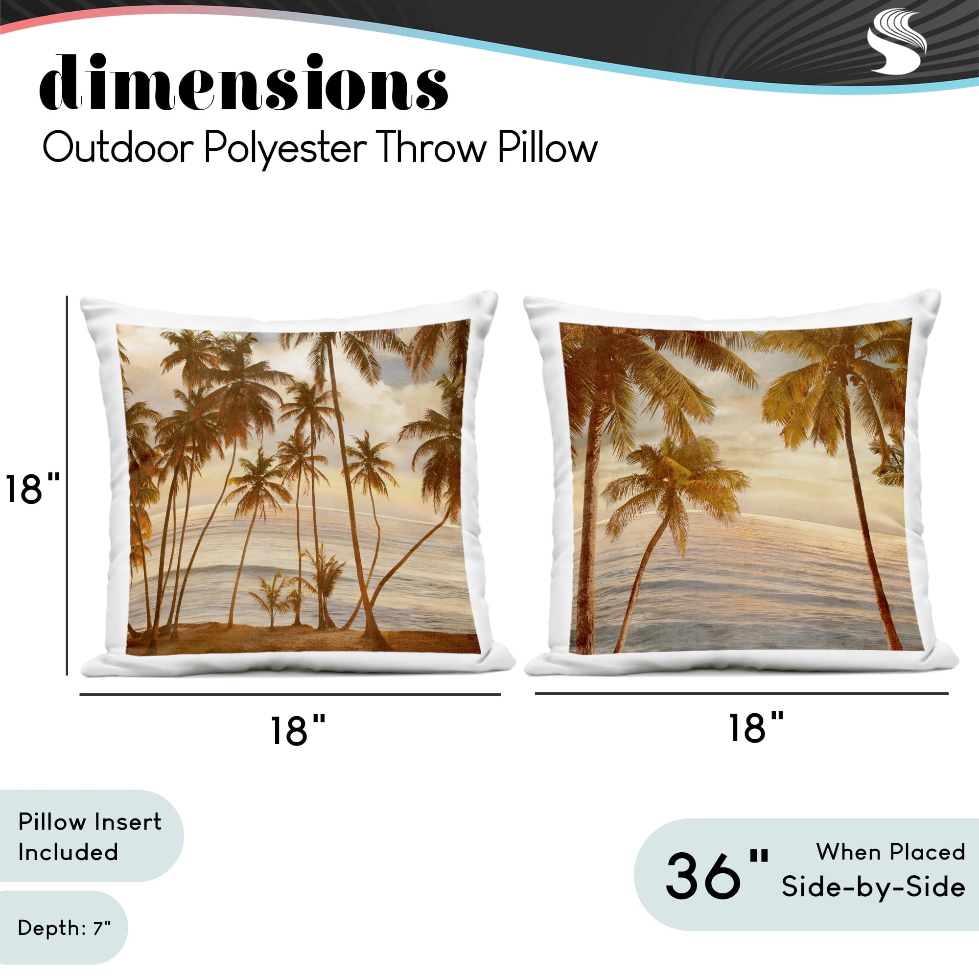 Stupell Industries 18" x 7" Summer Beach Tropical Sunset Print Outdoor Pillow Set