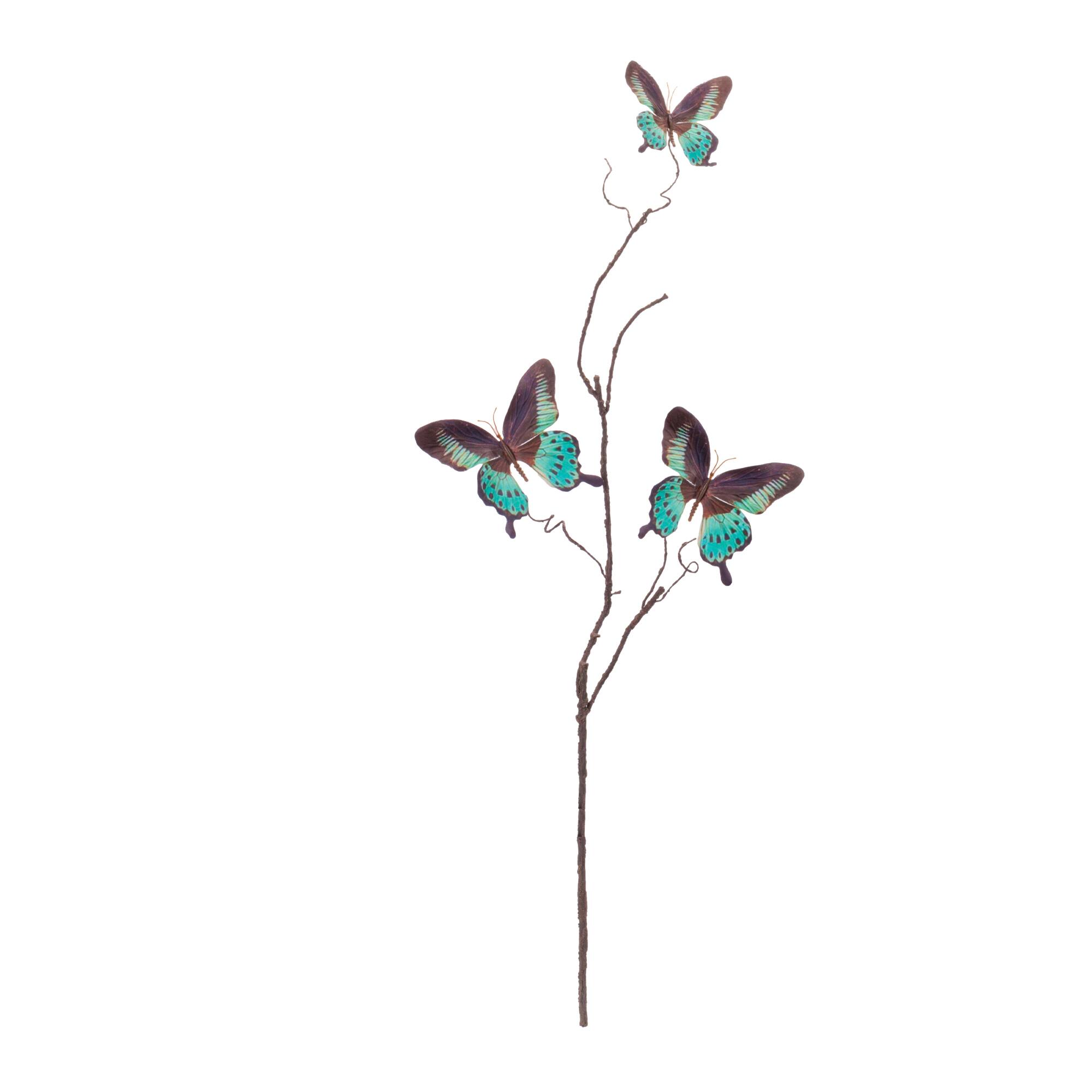 31.25" Blue & Black Butterfly Twig Sprays, 6ct.