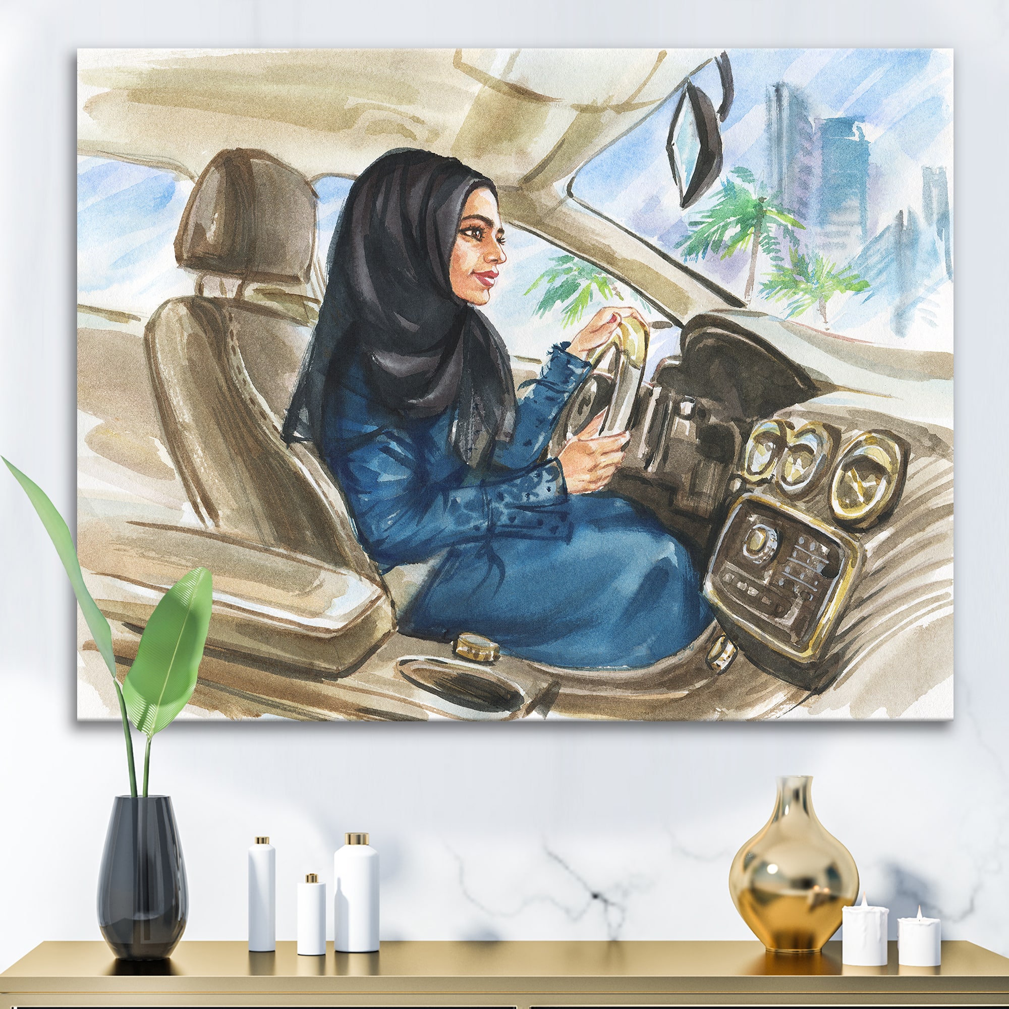Designart - Arabian Woman Driving A Car I