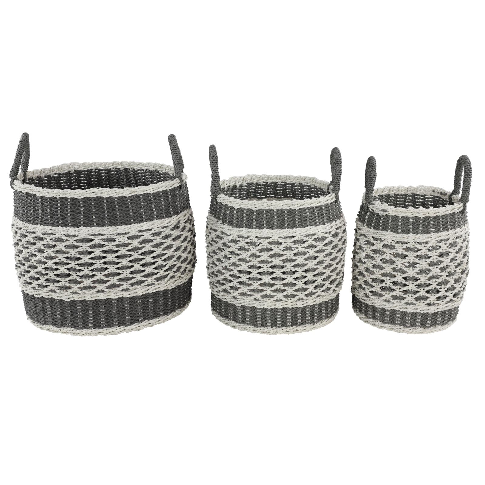 Gray Plastic Eclectic Storage Basket Set