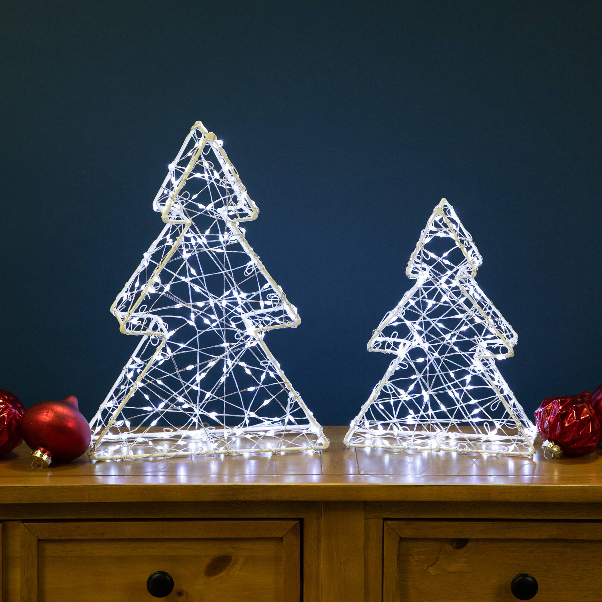 LED Lighted Wire Christmas Tree Decorations Set