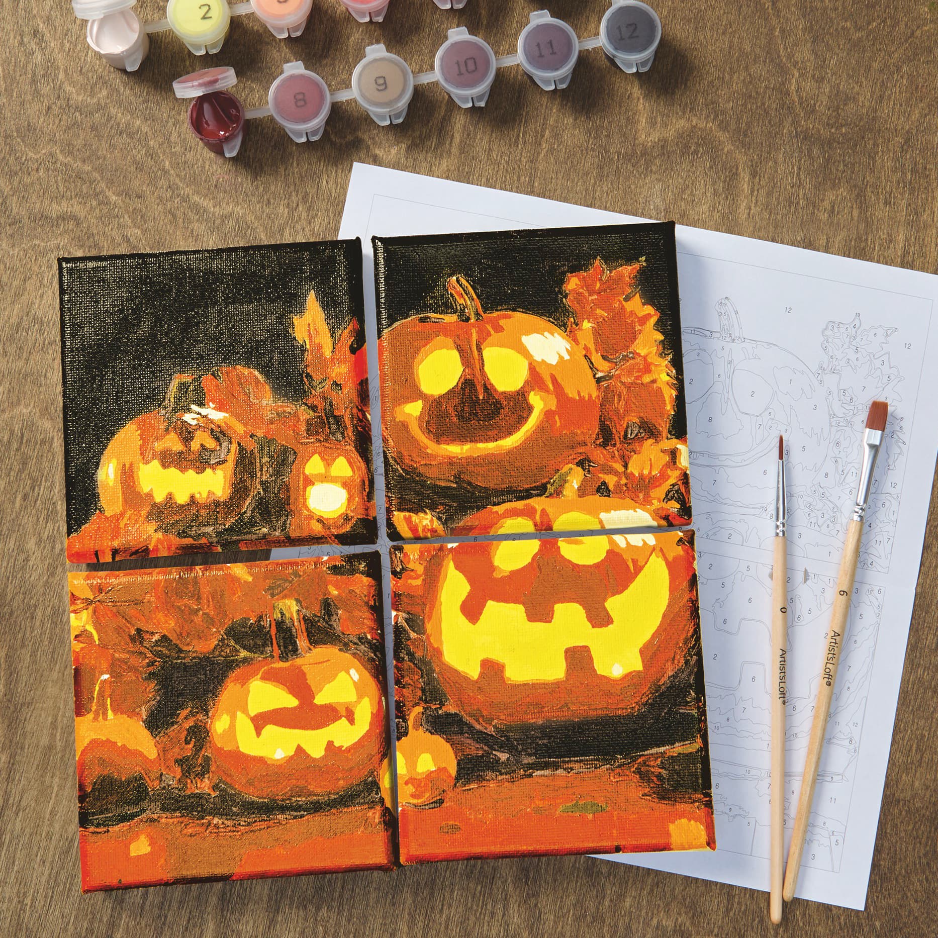 Pumpkin Jack-o'-Lanterns Paint-by-Number Gallery Mini Kit by Artist's Loft®