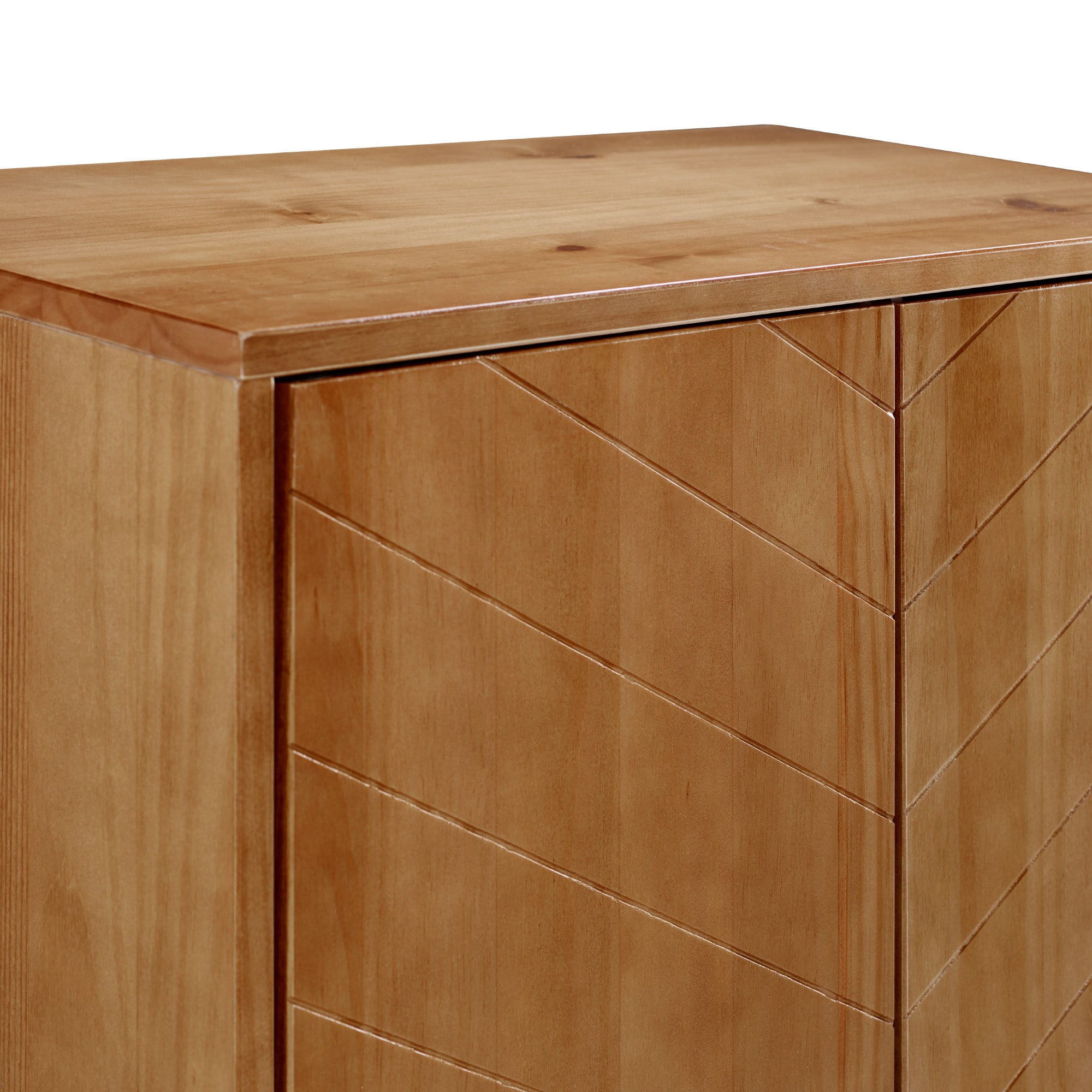 Walker Edison Caramel Chevron 2 Door Accent Cabinet