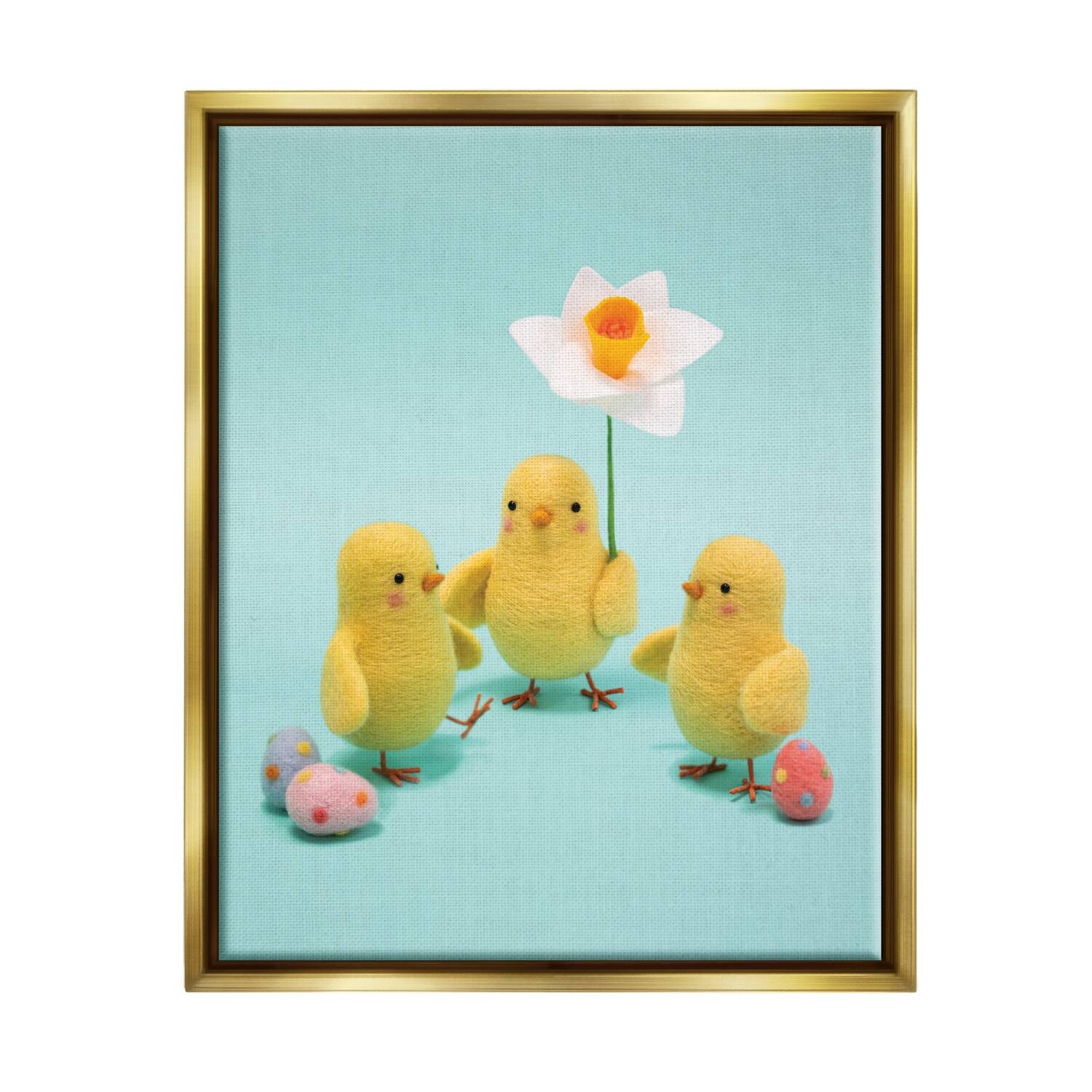 Stupell Industries Spring Chicks Floral Easter Eggs Floater Framed Art